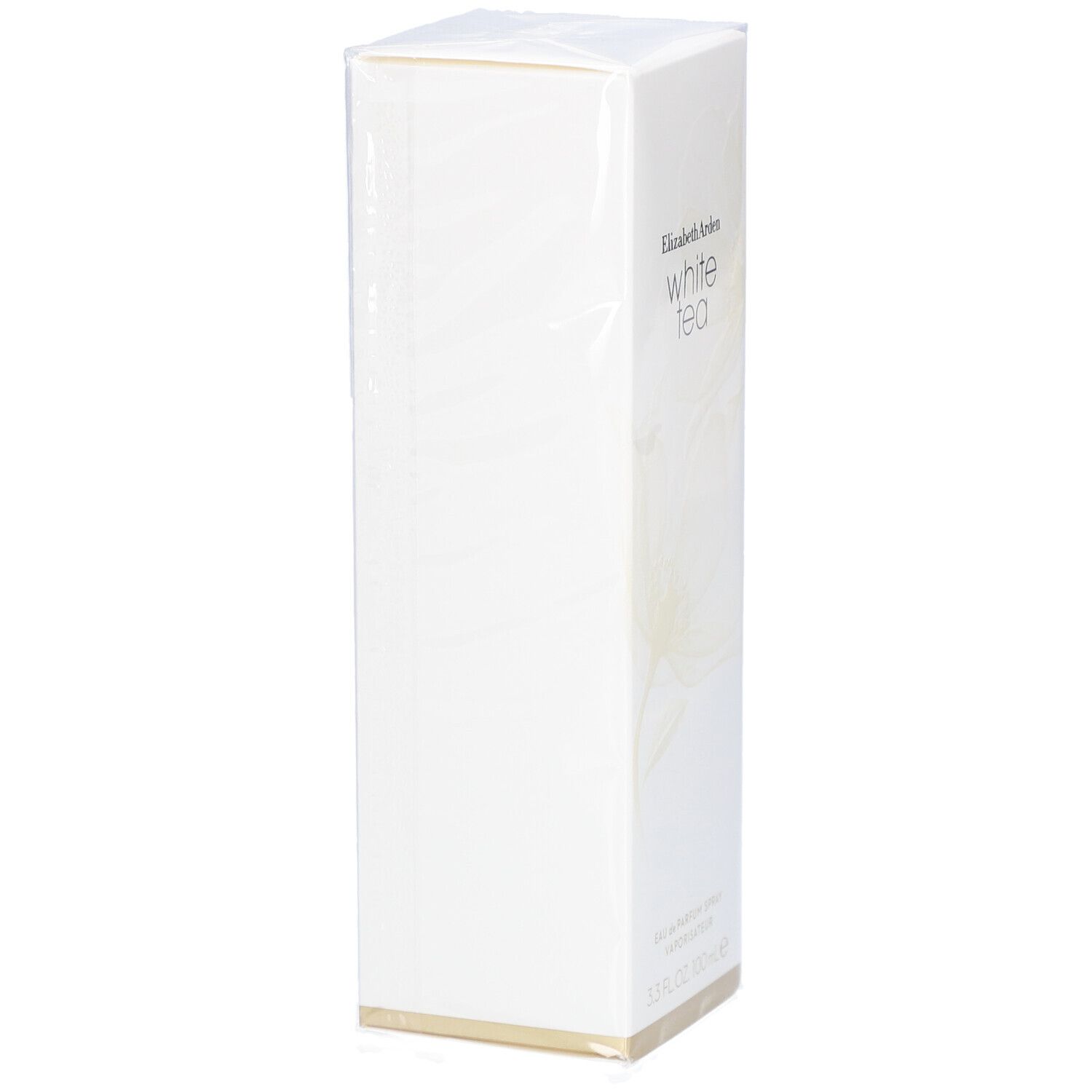 Witte rechthoekige verpakking in transparante folie. Productnaam en merk zichtbaar.