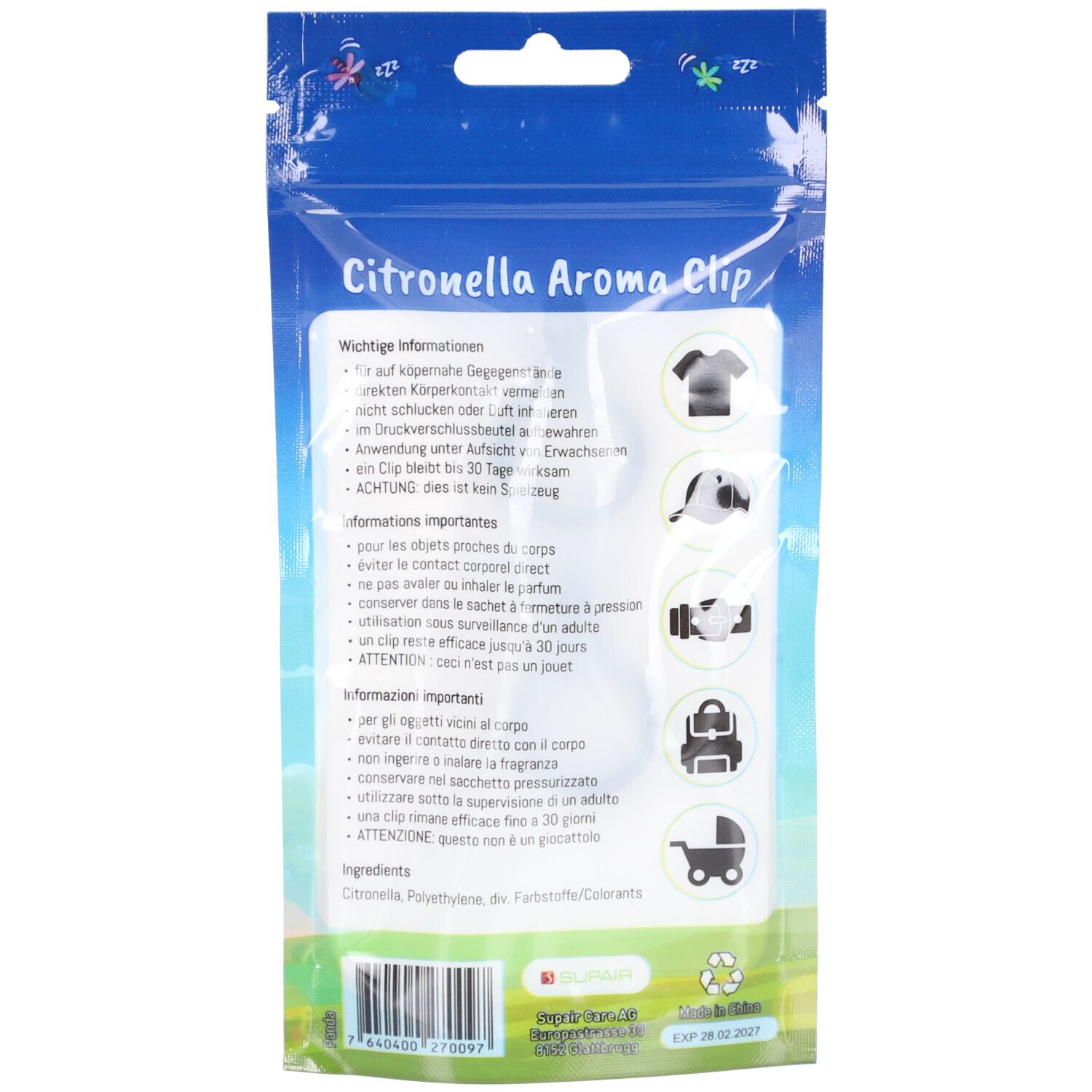 FlyAway® Citronella-Clip Panda Duopack
