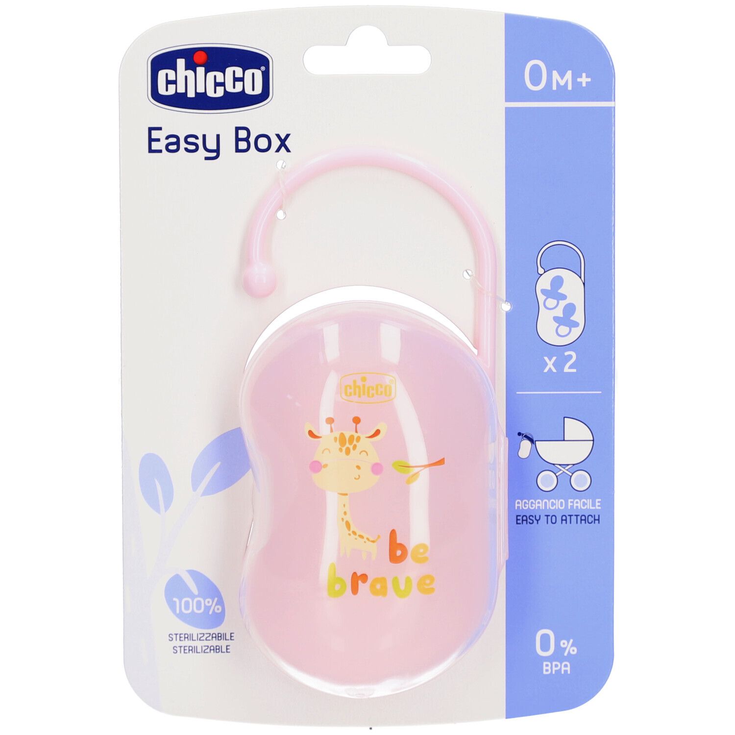 CHICCO Fopspeenhouder 2 Fopspenen 0m + Roze