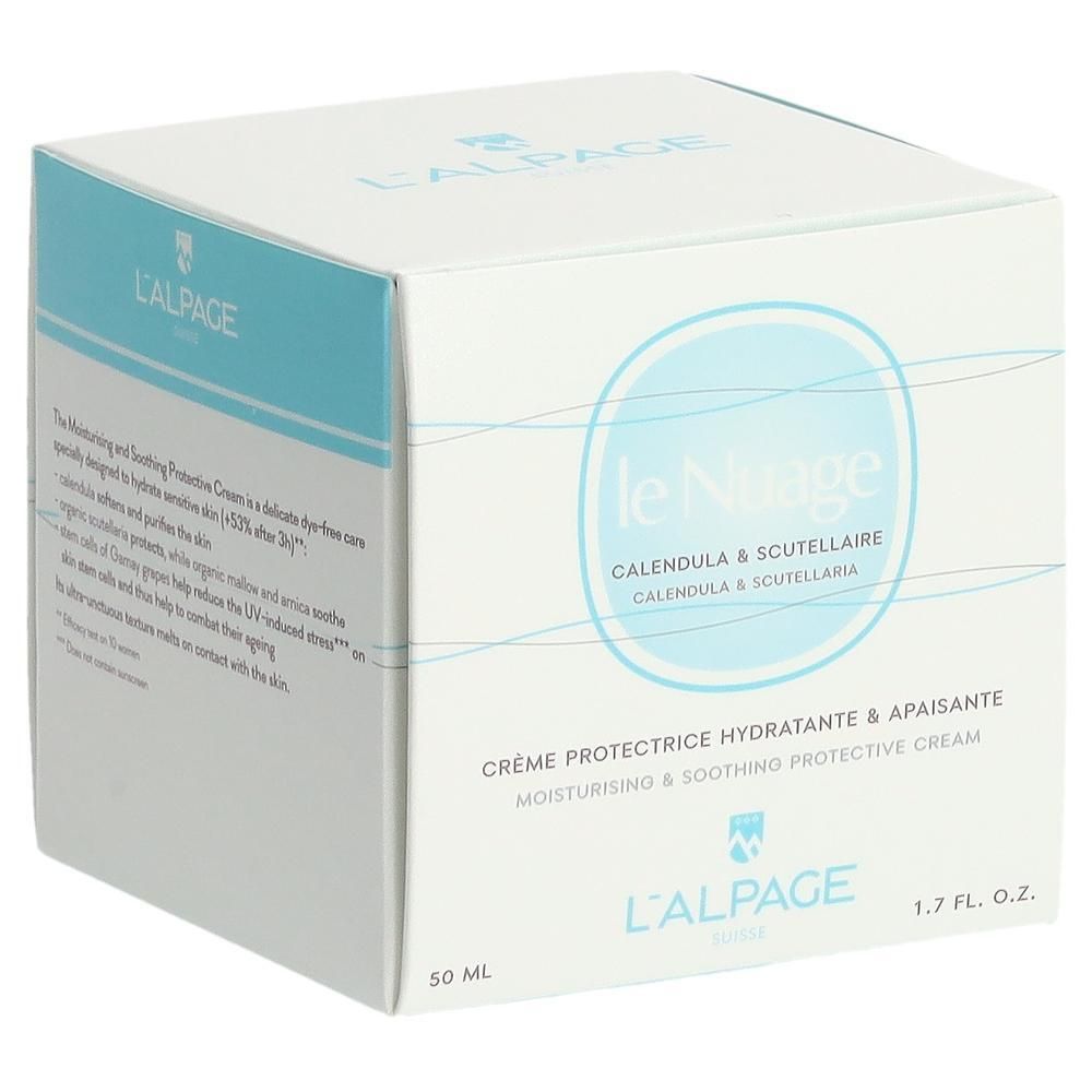 Witte doos met productnaam en logo. Tekst: Crème Protectrice Hydratante & Apaisante. 1.7 FL. OZ.