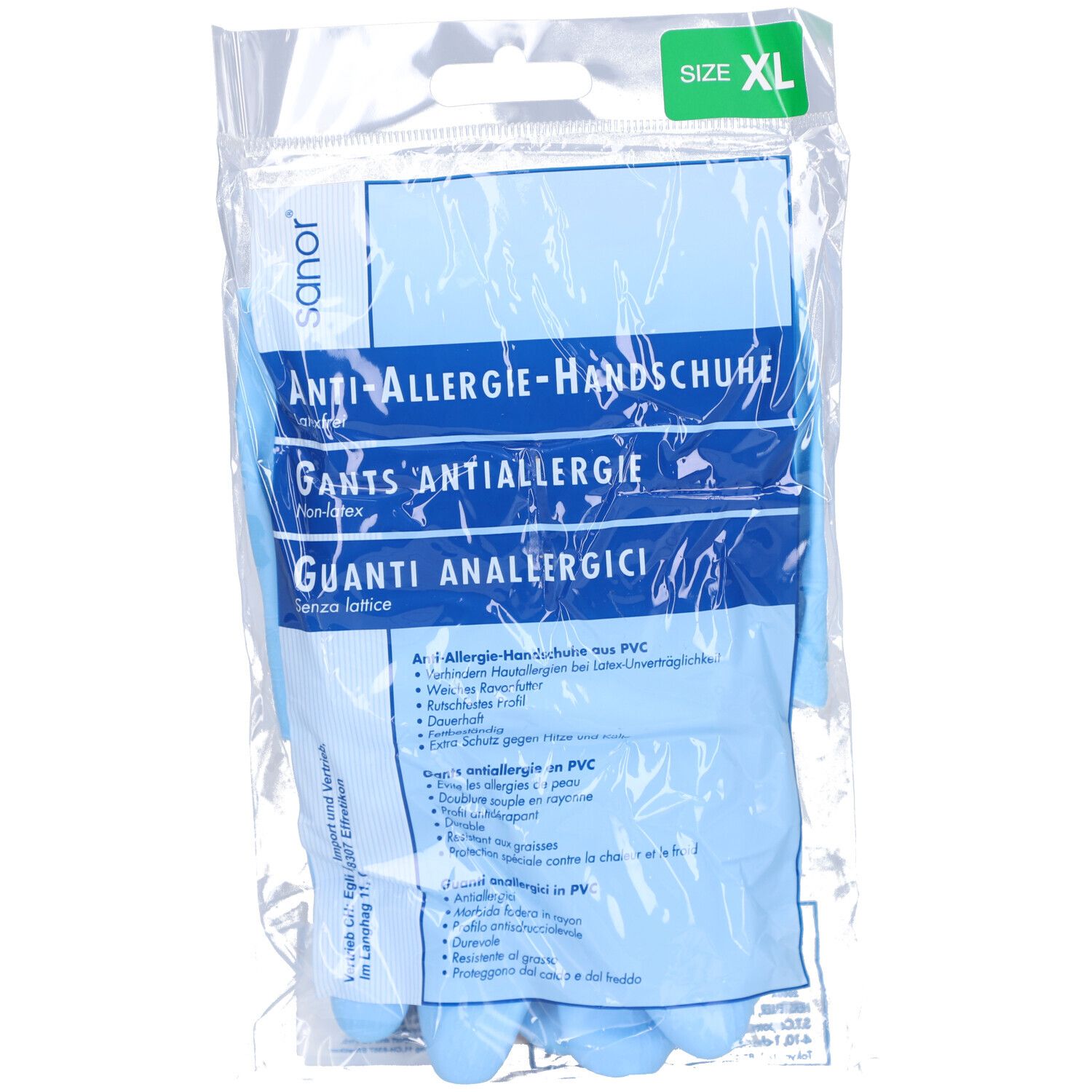 Sanor® Gants anti-allergie PVC XL bleu