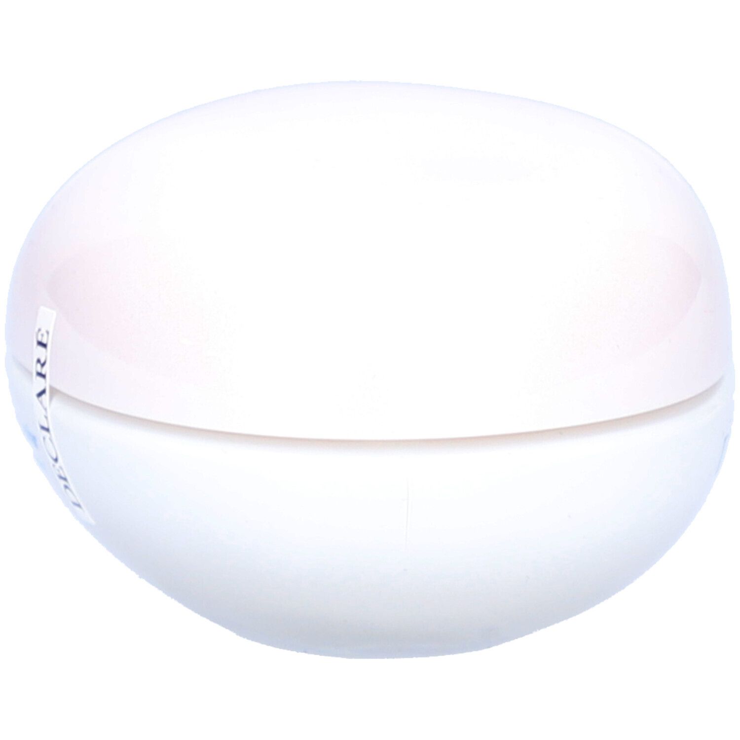 Witte pot met deksel. Opschrift: DECLARE.