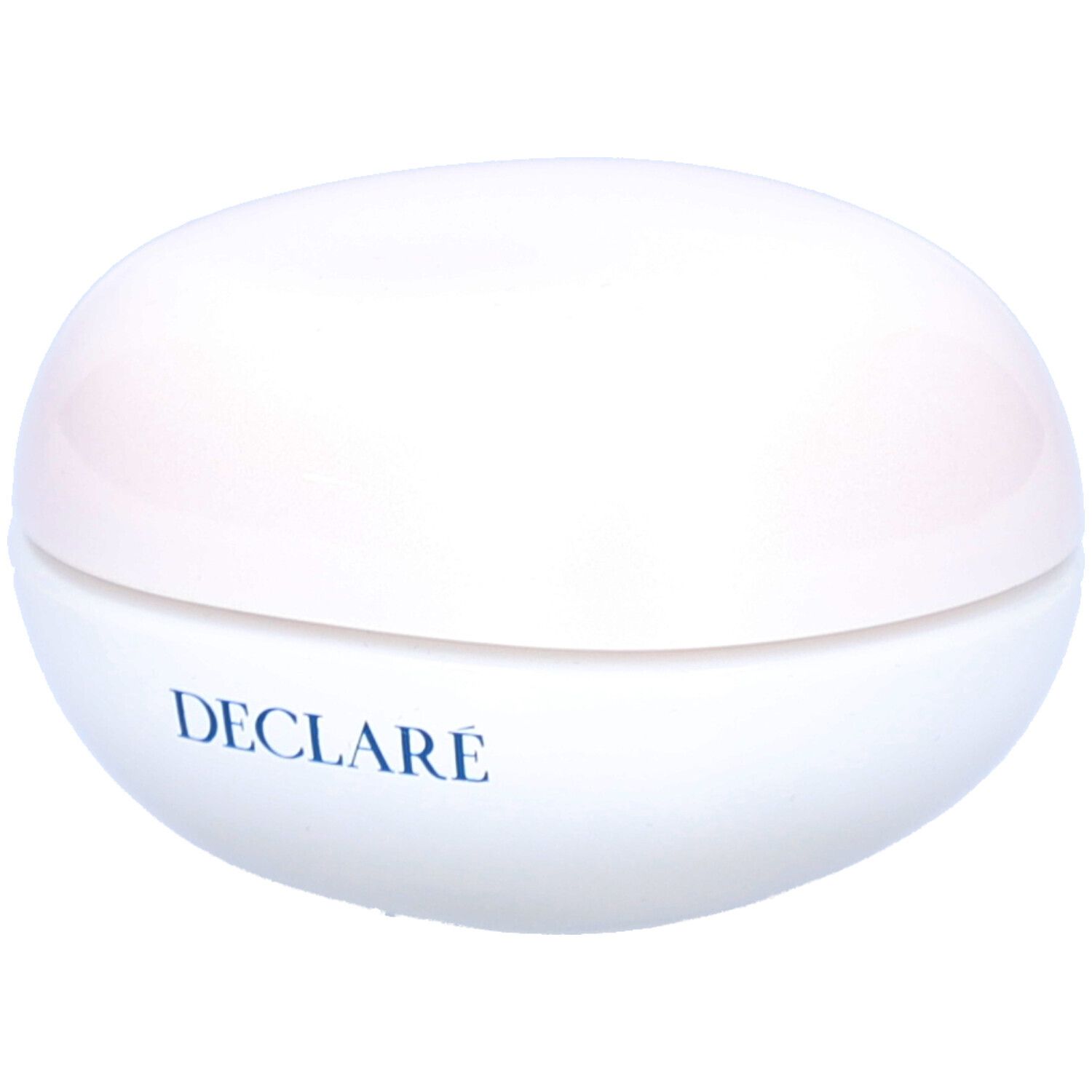 Witte pot met deksel. Opschrift: DECLARE.