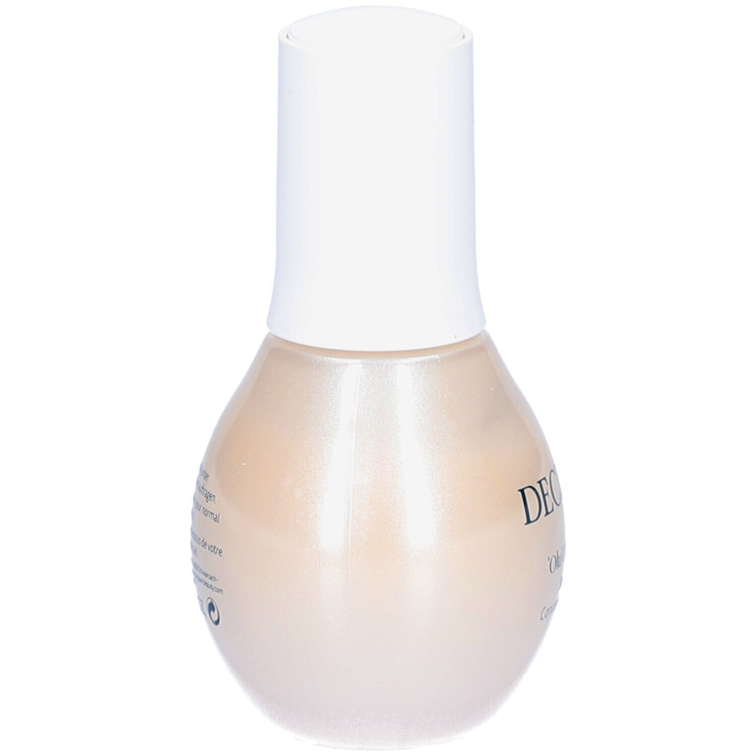 Flacon de sérum avec bouchon blanc. Inscription: DECLARÉ, 'Olu 'Olu Caviar, Supreme Concentrated Serum.