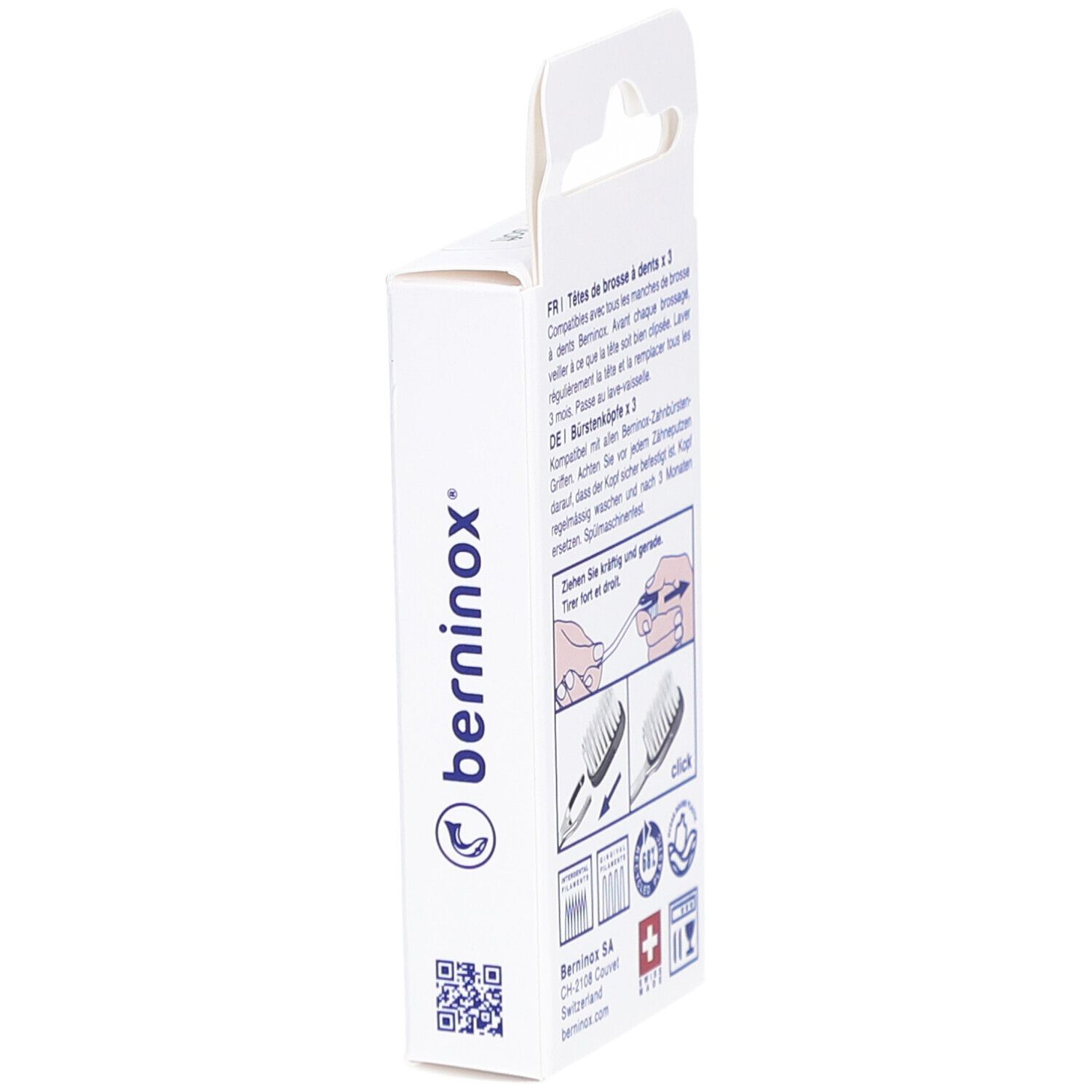 Dos de la boîte avec informations et instructions. Logo de la marque.