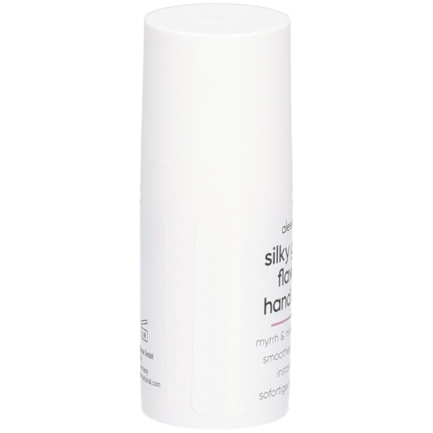 Flacon blanc avec inscription 'silky! flow hand'.