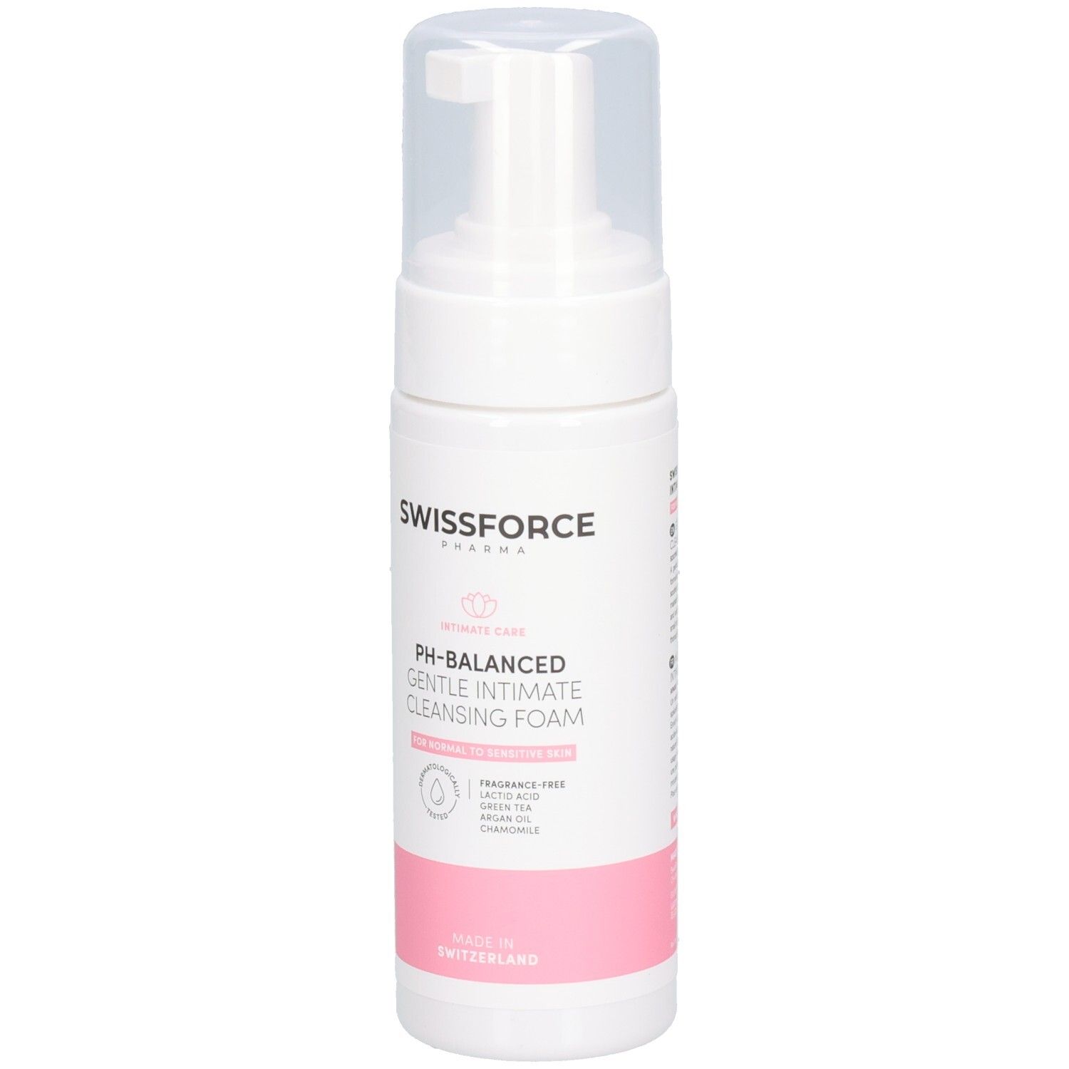 Fles SWISSFORCE Intimate Cleansing Gel, vooraanzicht.