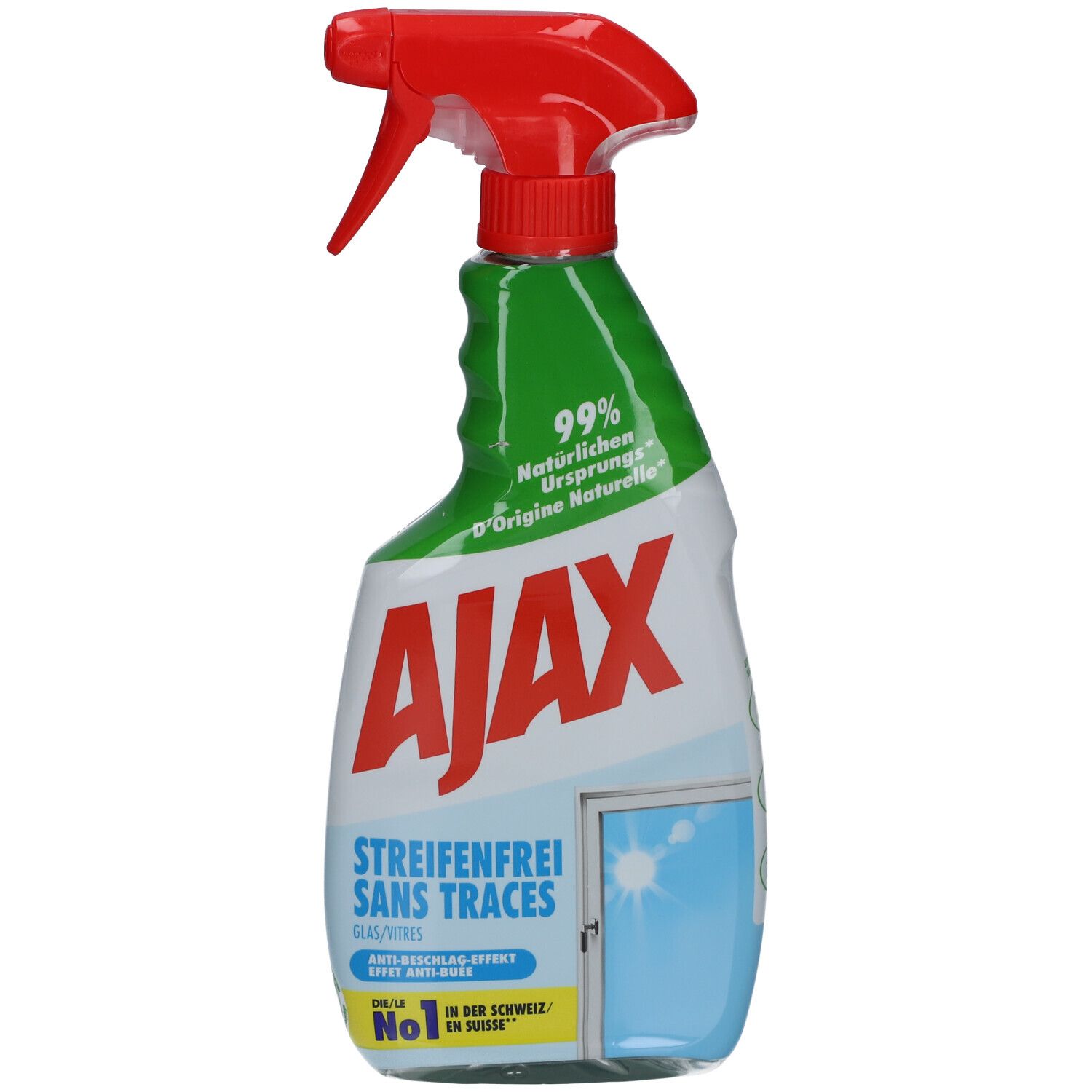 Ajax spuitfles voor streeploos reinigen, 99% natuurlijke oorsprong.