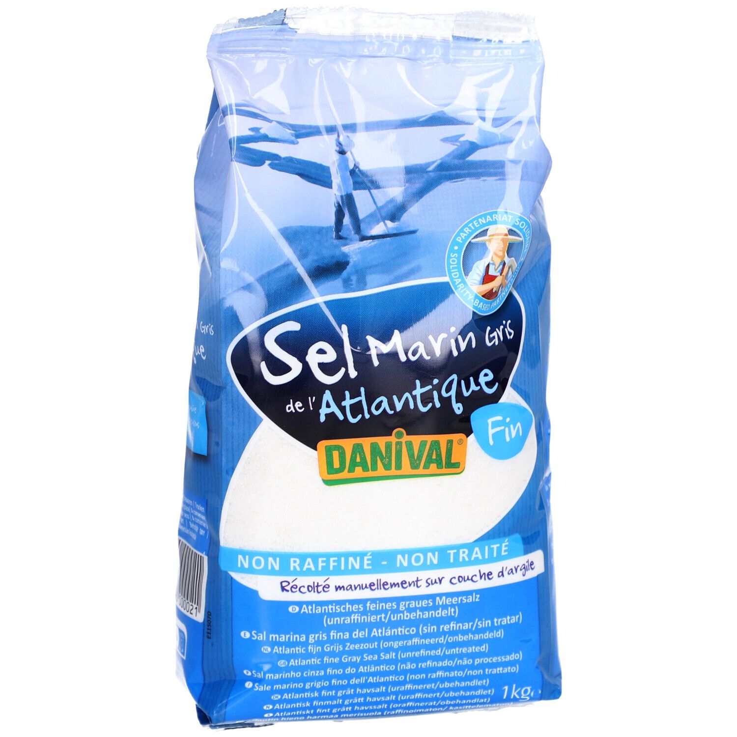 Danival Atlantisch Zeezout Onverfijnd Fijn, 1kg zak. Grijs zeezout, ongeraffineerd, onbehandeld.