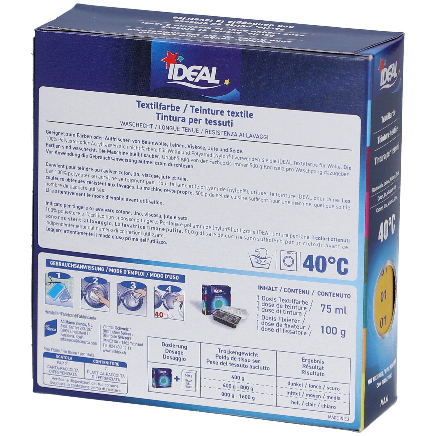 IDEAL Maxi Langhoudende Textielverf - 01 geel