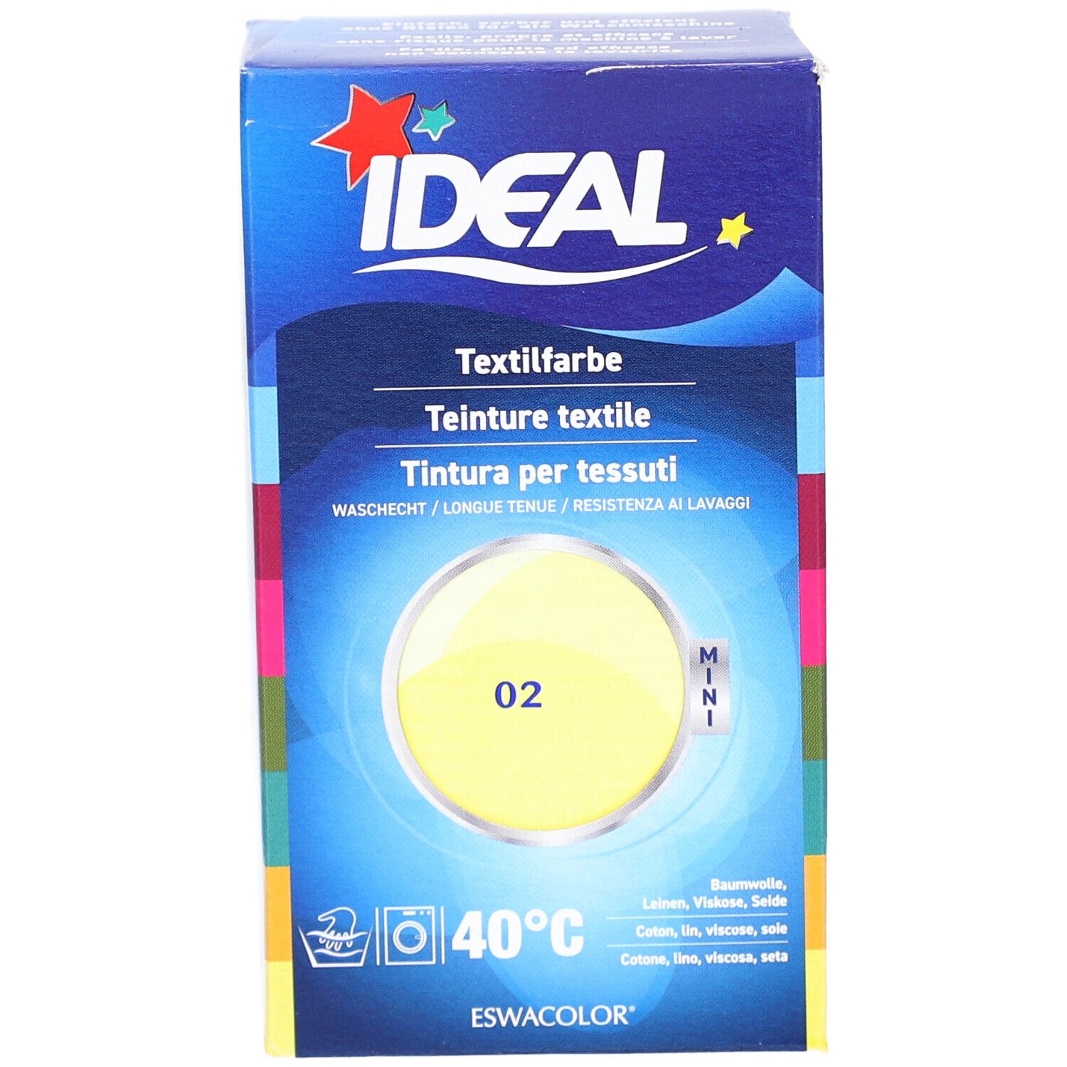Boîte de teinture textile Ideal MINI, jaune. Informations produit.