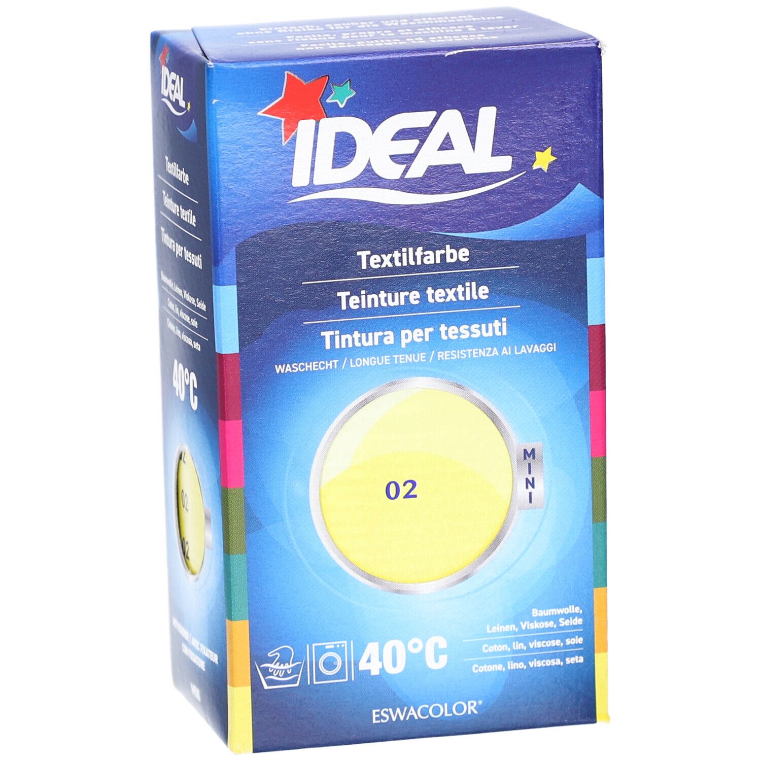 Boîte de teinture textile Ideal MINI, jaune. Vue en biais.