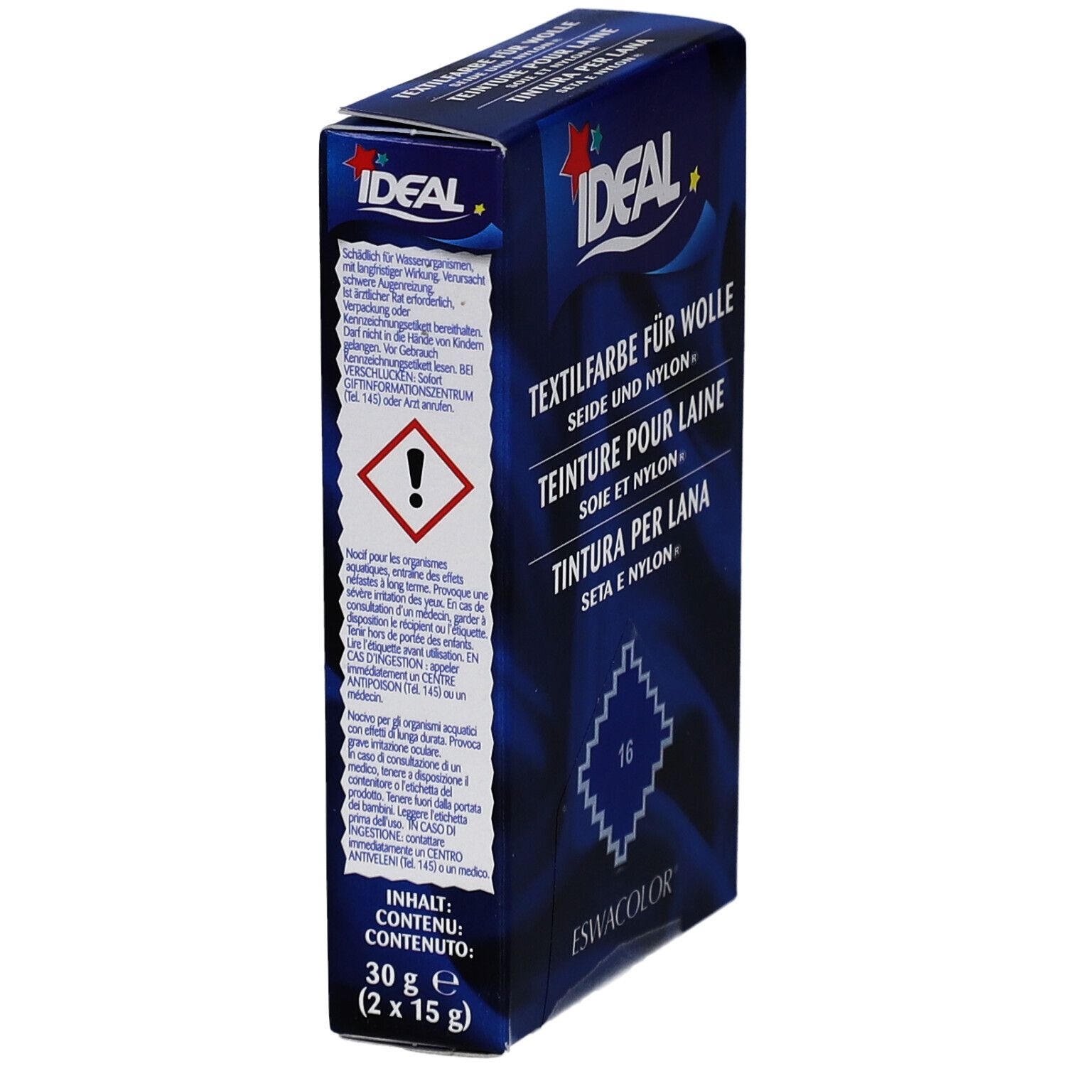 IDEAL Kleurstof voor Wol, Zijde en Nylon - 16 Echt Blauw