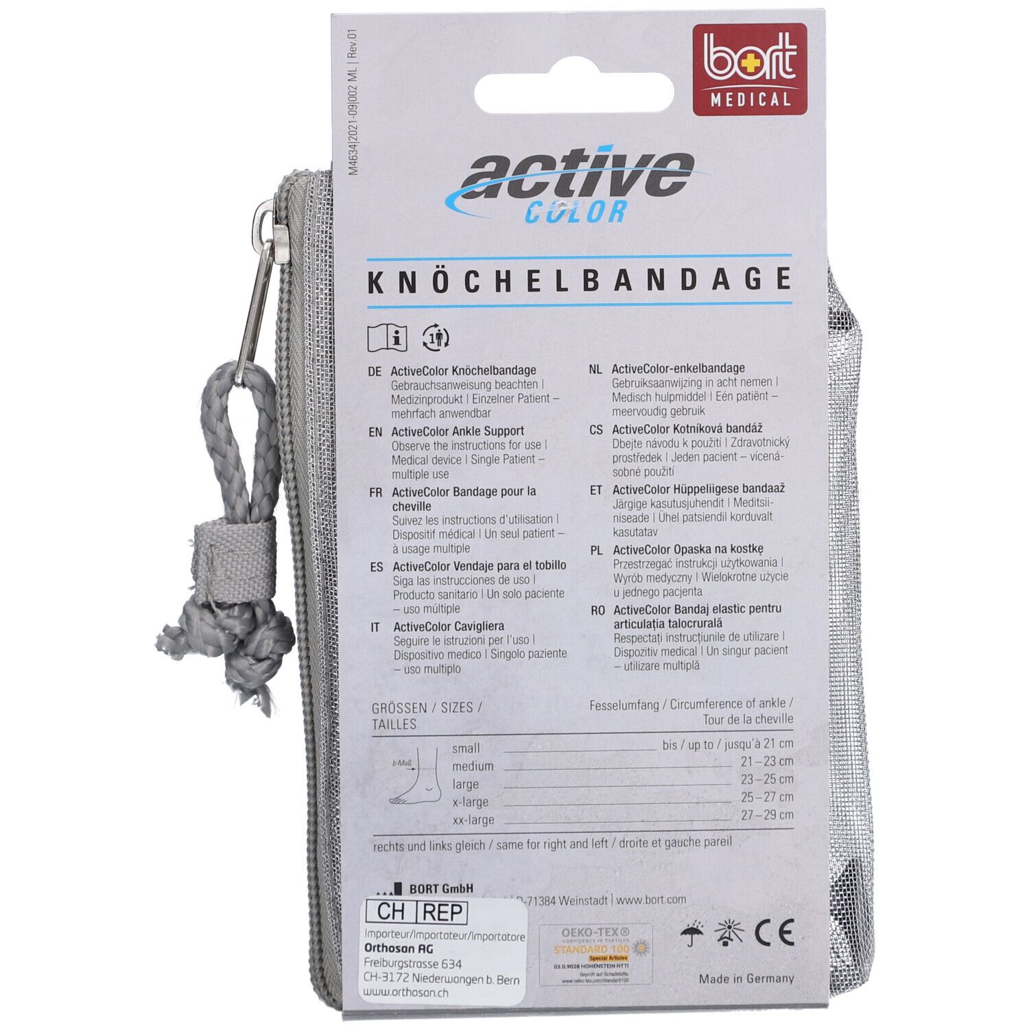 BORT ActiveColor® enkelbandage maat L zwart