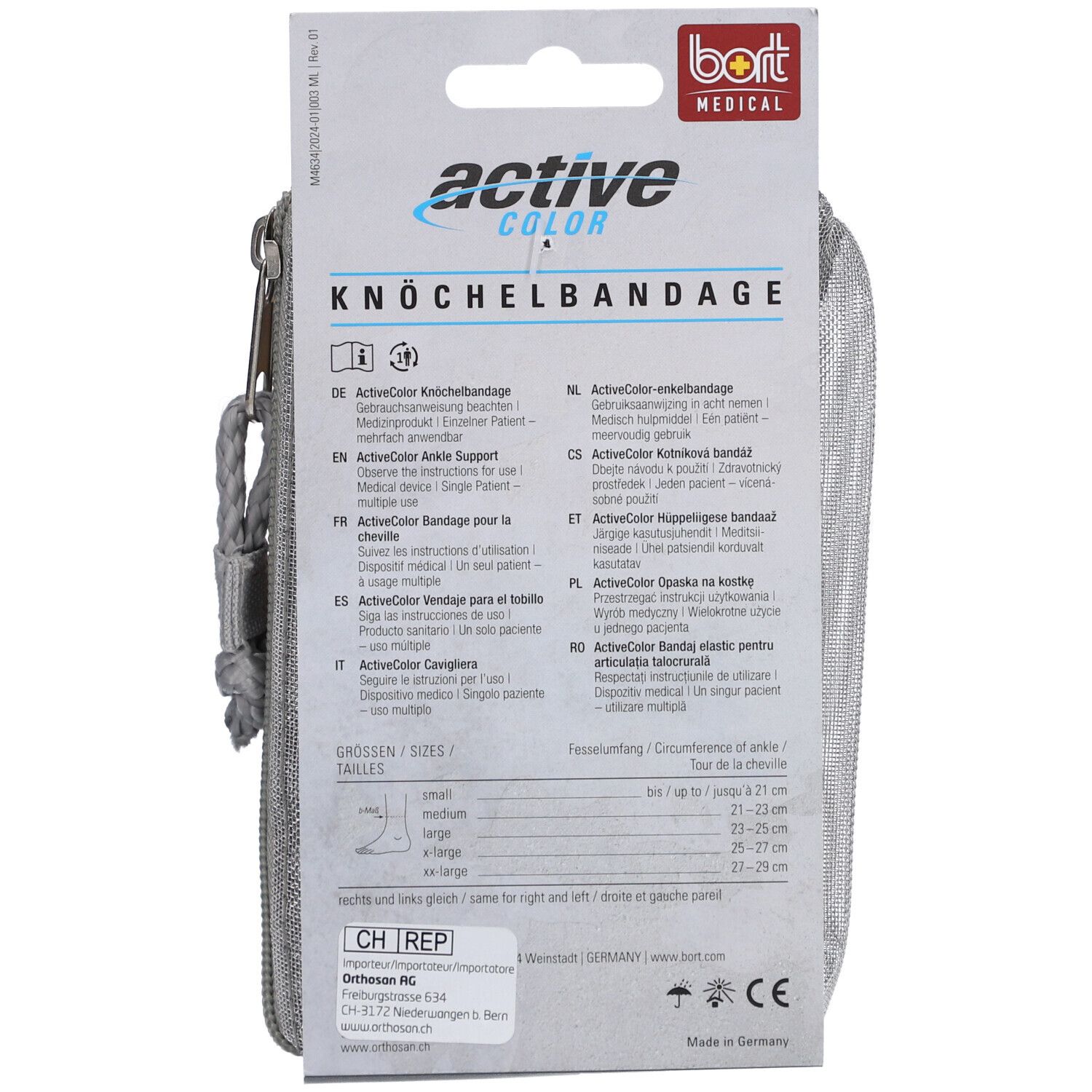 BORT ActiveColor® enkelbandage maat S huid