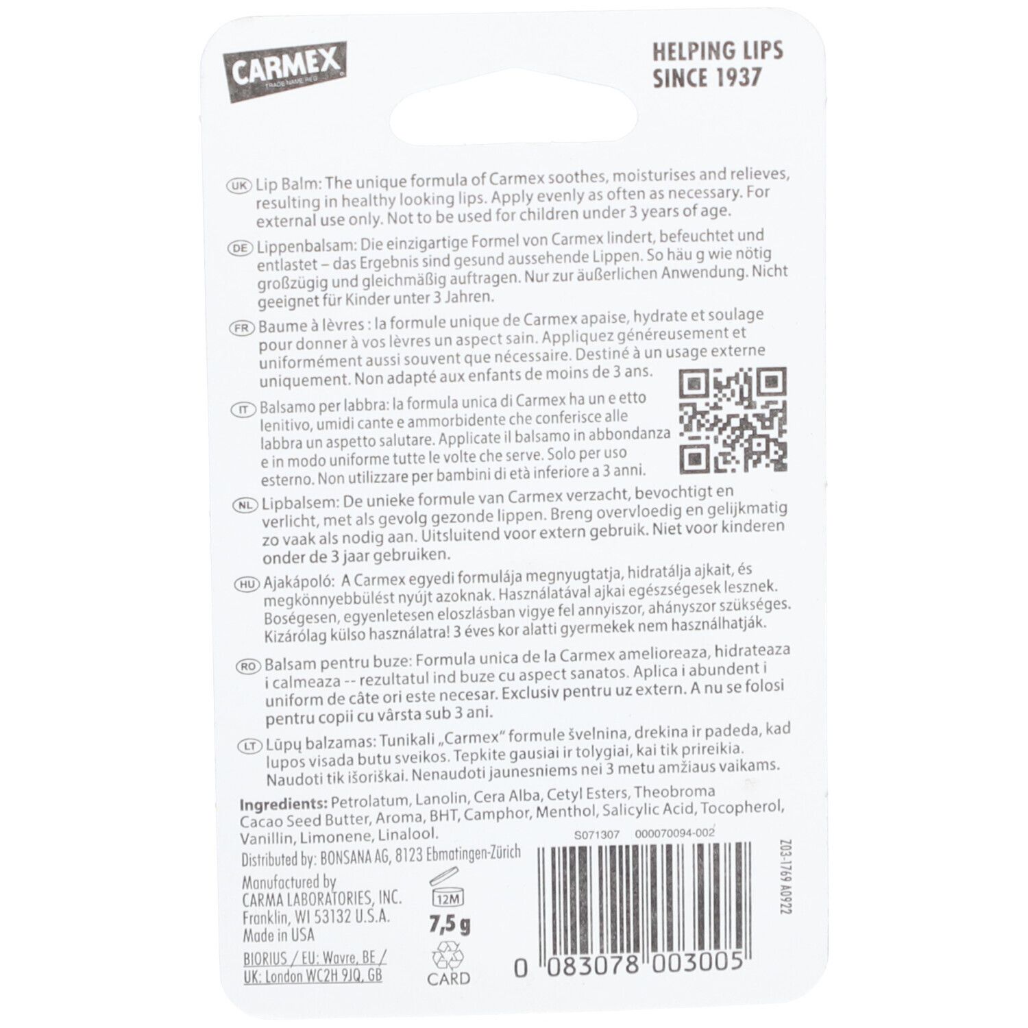 CARMEX Baume à lèvres classique