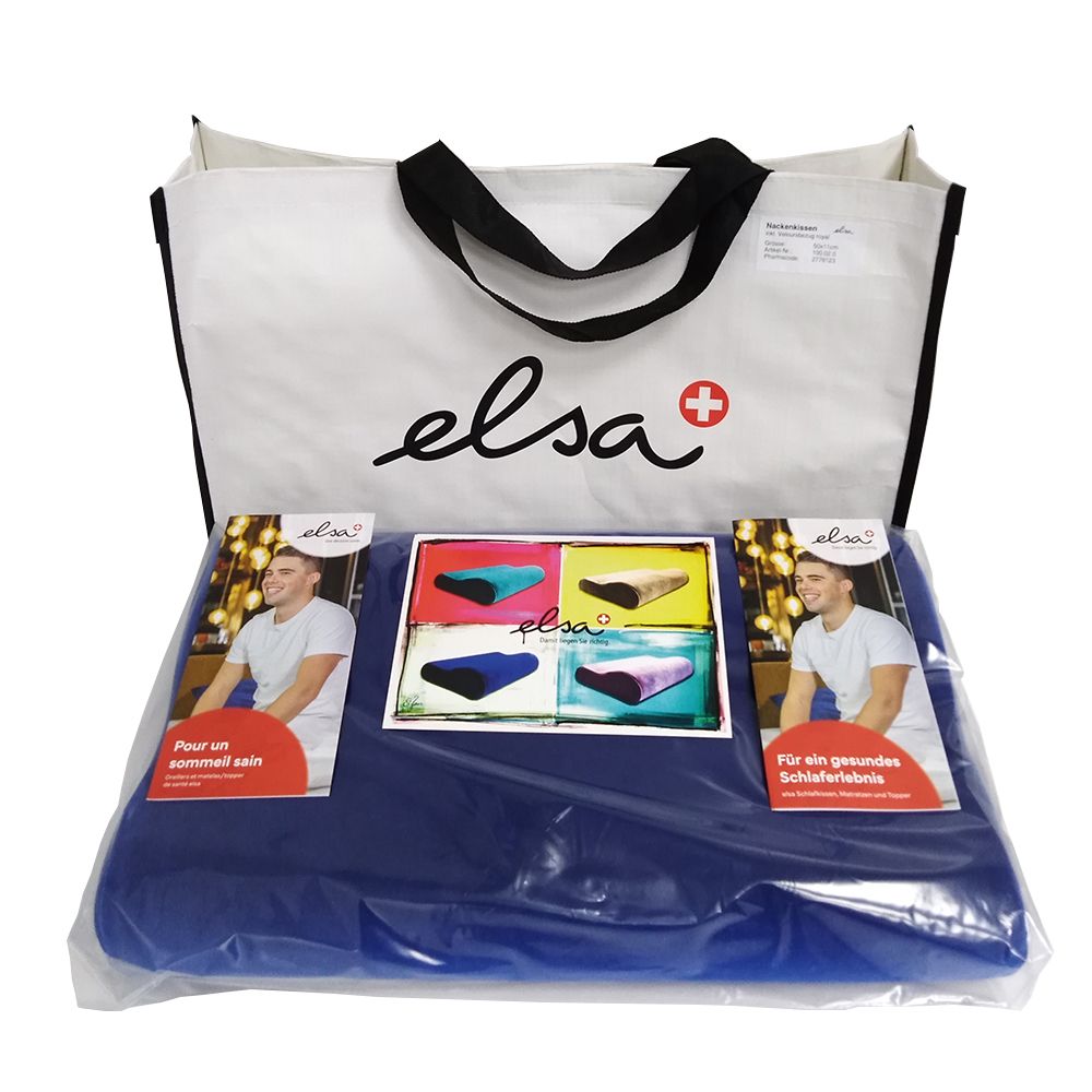 ELSA Nekkussen 50 x 11 cm Fluwelen hoes Koningsblauw