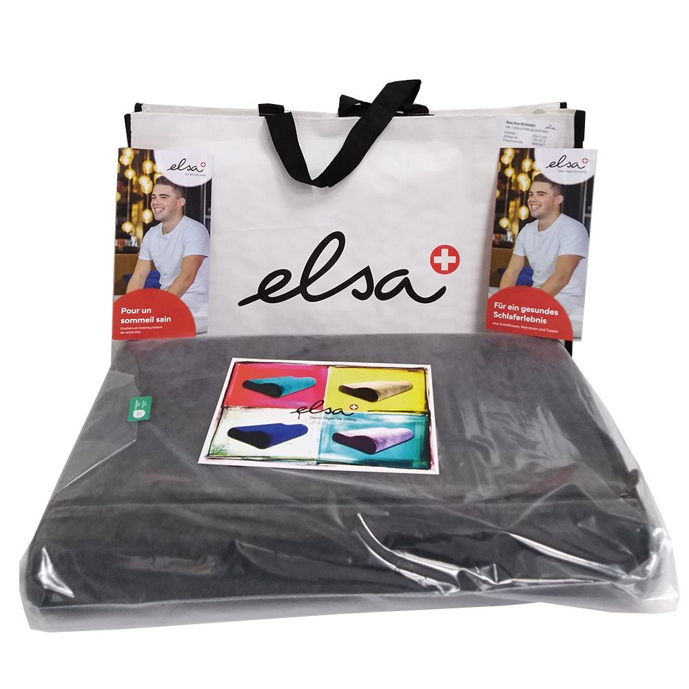 ELSA Oreiller Biseau Spécial 37x37x8/1cm Avec Anti-Glisse Noir