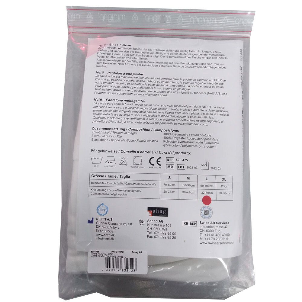 Dos de l'emballage. Texte, informations de taille, logo, certification.