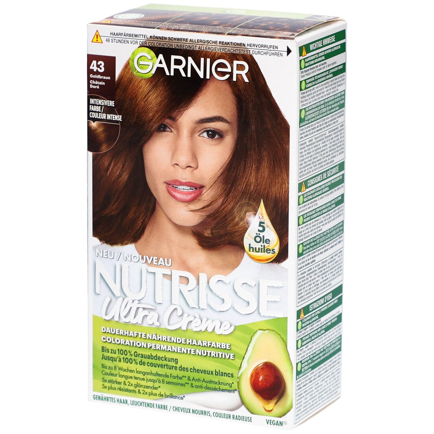 Garnier Nutrisse Crème Voedende permanente haarkleuring 43 Goudkastanje
