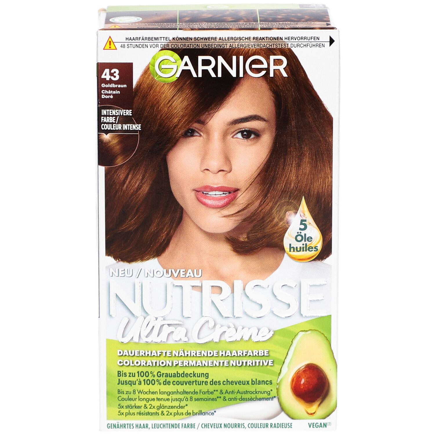 Garnier Nutrisse Crème Voedende permanente haarkleuring 43 Goudkastanje
