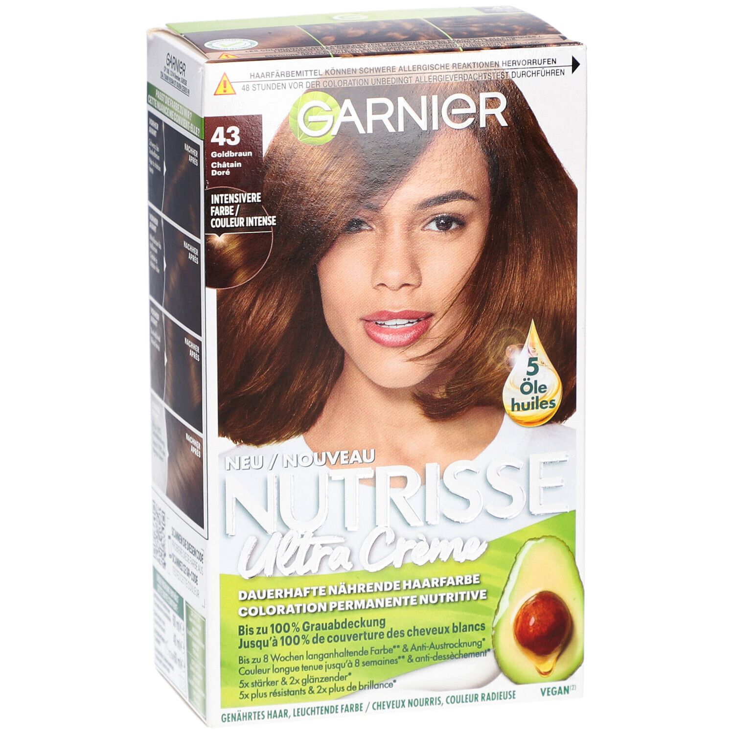 Garnier Nutrisse Crème Voedende permanente haarkleuring 43 Goudkastanje
