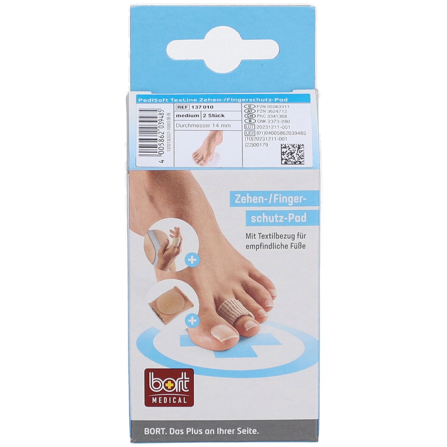 Bort PediSoft TexLine coussinet de protection des orteils/doigts moyen
