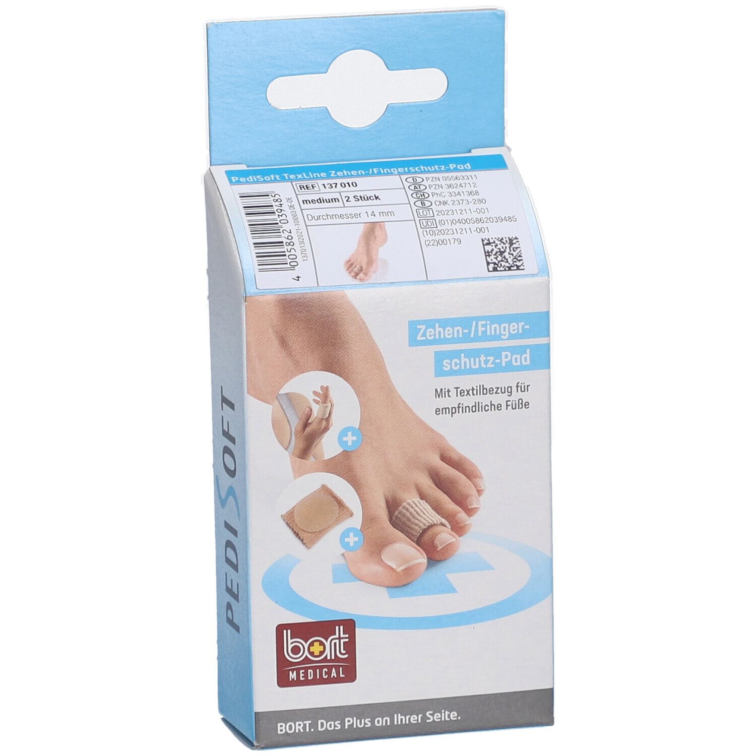 Bort PediSoft TexLine coussinet de protection des orteils/doigts moyen