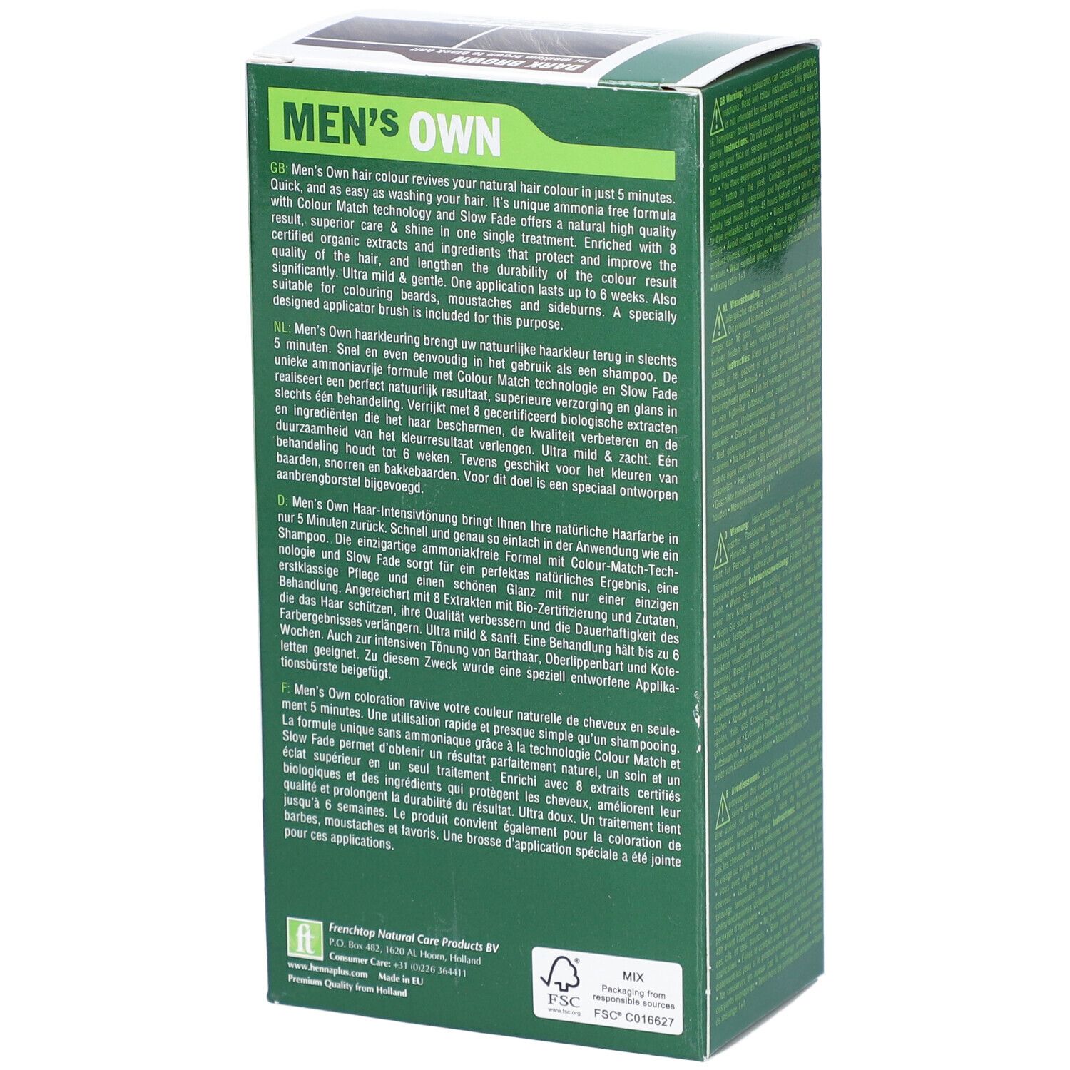 Men's Own Coloration Capillaire Châtain Foncé