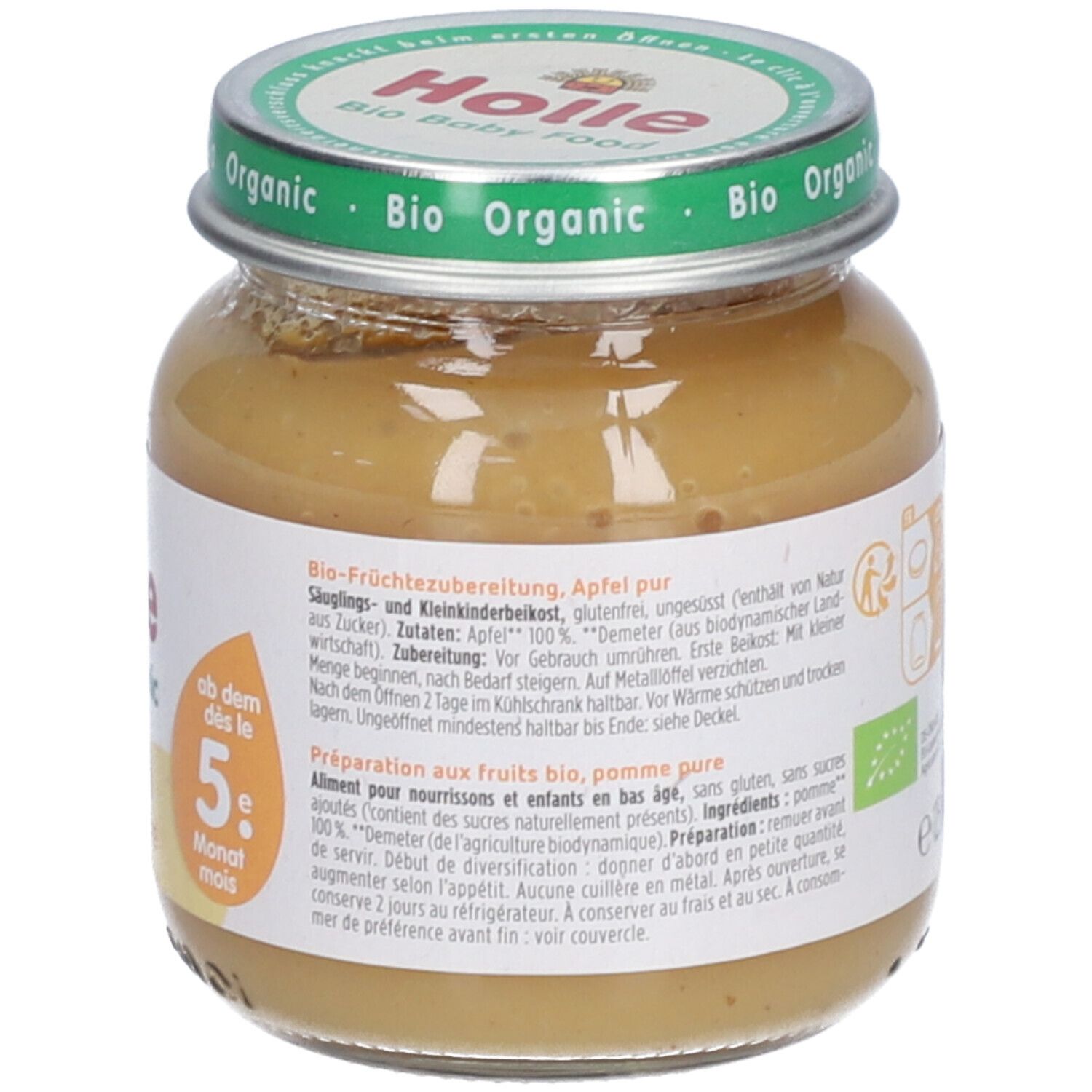 Holle Bio Pomme Pure : instructions de préparation, valeurs nutritionnelles, label Demeter.