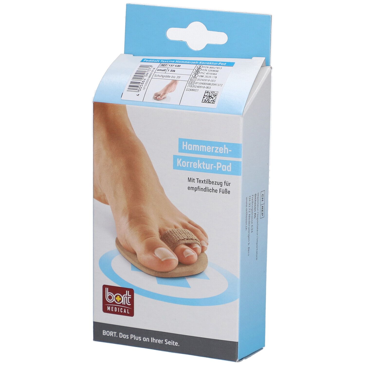 BORT PediSoft® TexLine Coussinet de correction pour orteil en marteau taille S