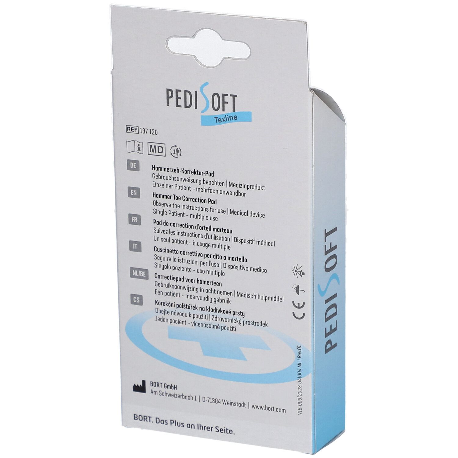 BORT PediSoft® TexLine Coussinet de correction pour orteil en marteau taille S