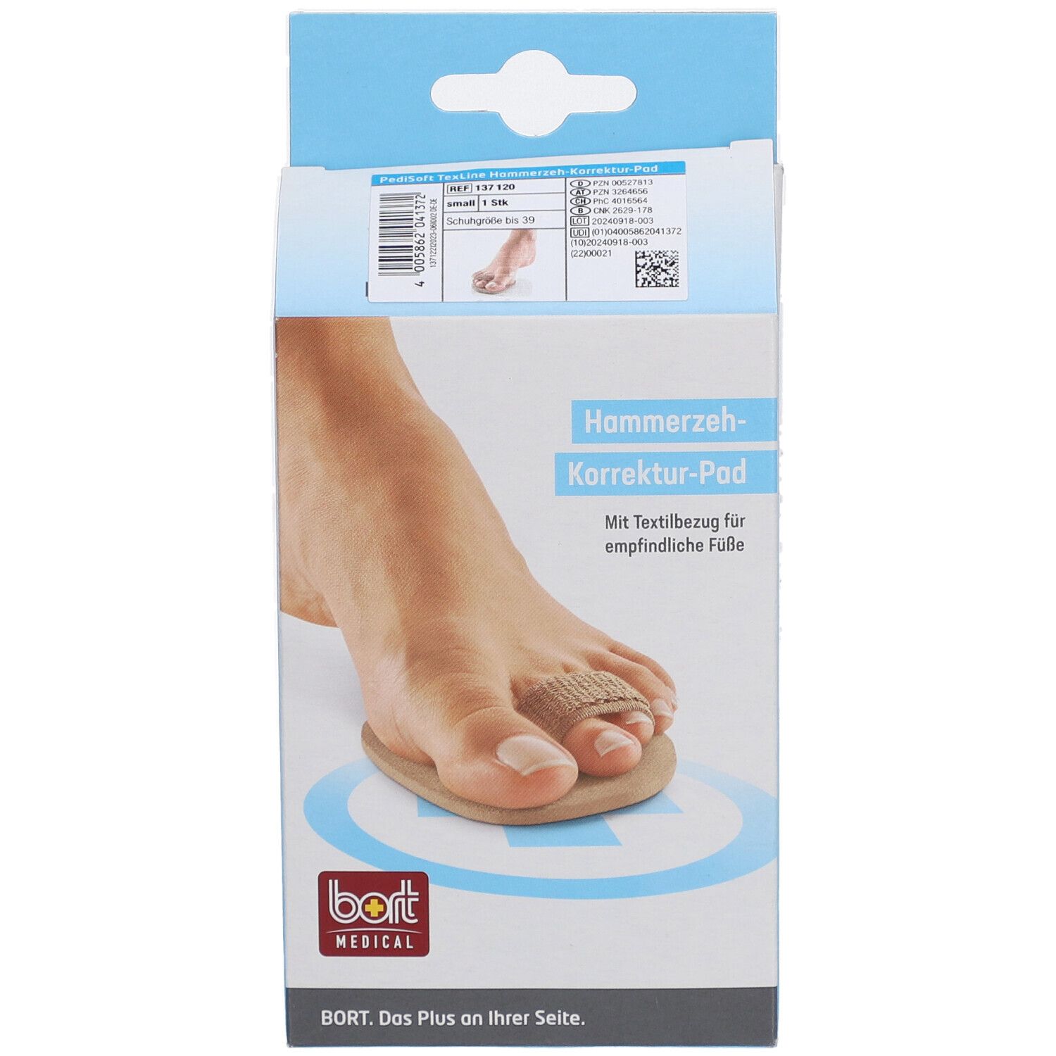BORT PediSoft® TexLine Coussinet de correction pour orteil en marteau taille S