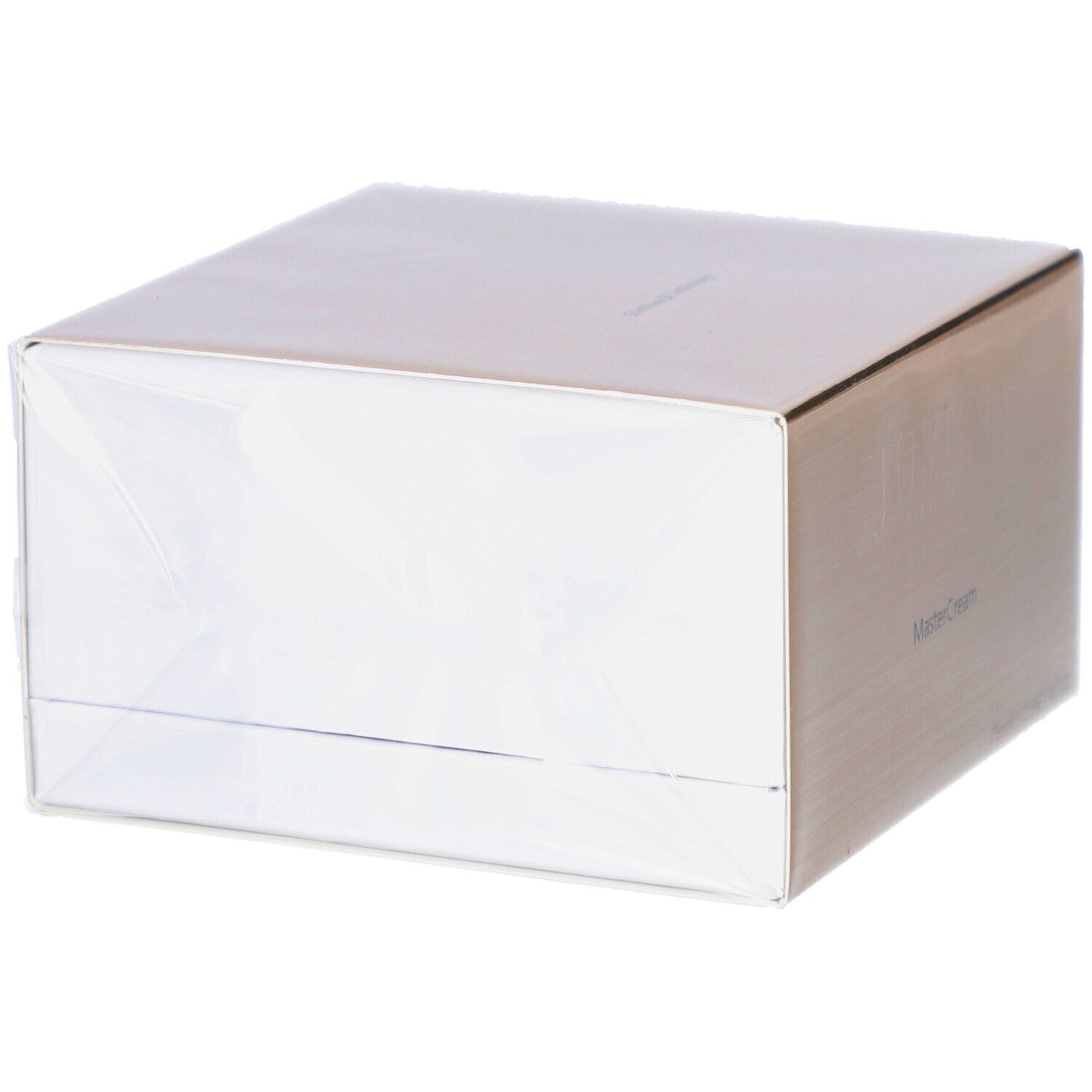 Emballage en carton. Inscription: MasterCream. Fond blanc. Emballage sous film.
