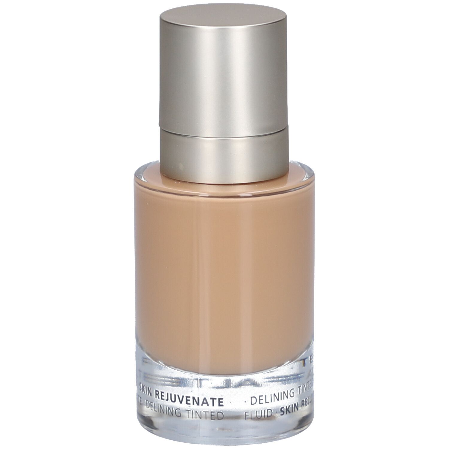 Flacon en verre avec bouchon argenté. Inscription: Juvena of Switzerland. Skin Rejuvenate.