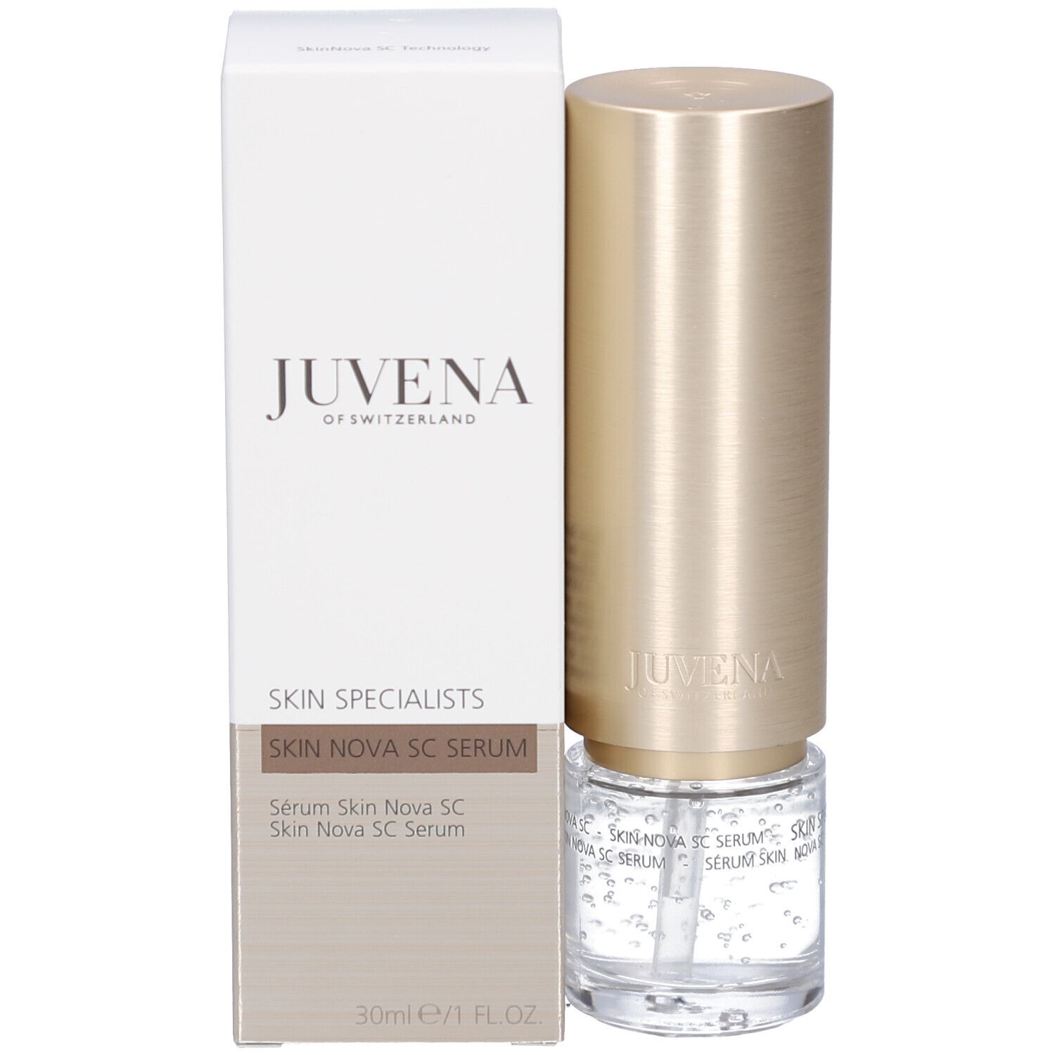 Productverpakking. Opschrift: JUVENA, SKIN SPECIALISTS, SKIN NOVA SC SERUM, 30ml.