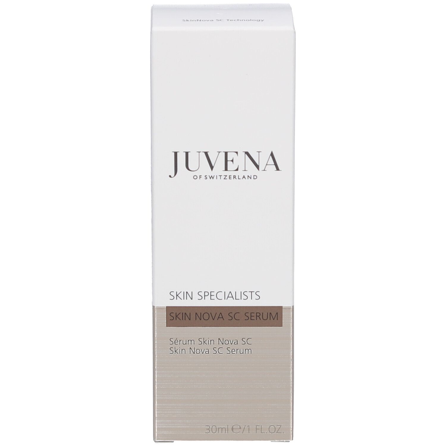 Productverpakking. Opschrift: JUVENA, SKIN SPECIALISTS, SKIN NOVA SC SERUM, 30ml.