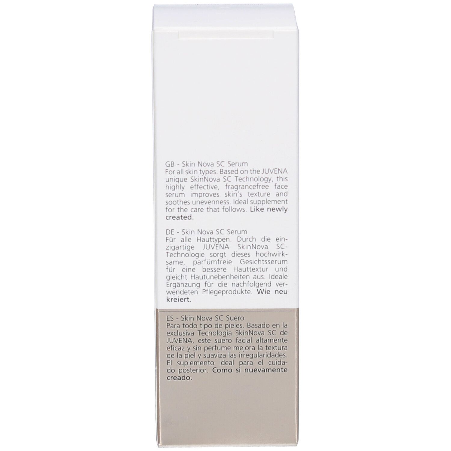 Achterkant van de productverpakking. Meertalige tekst.