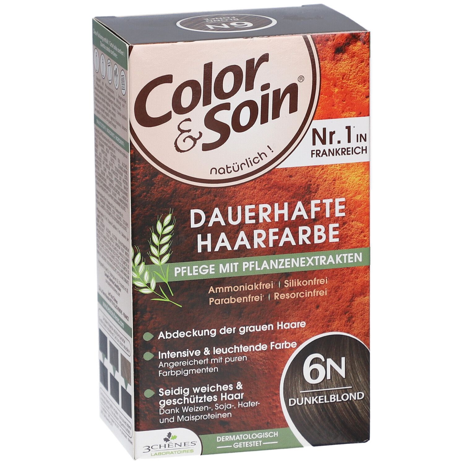 Boîte de coloration capillaire "Color & Soin" 6N Blond foncé. Extraits végétaux. N°1 en France.
