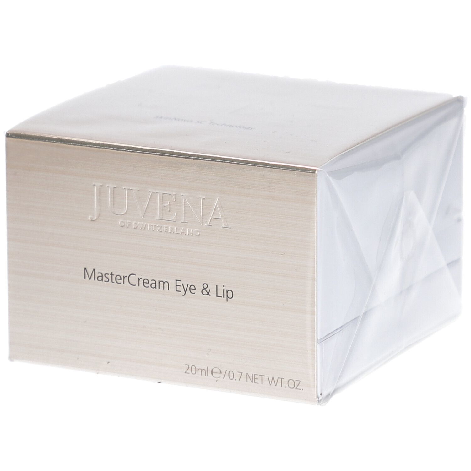 Emballage avec crème. Inscription: JUVENA, MasterCream Eye & Lip, 20ml/0.7 NET WT.OZ.