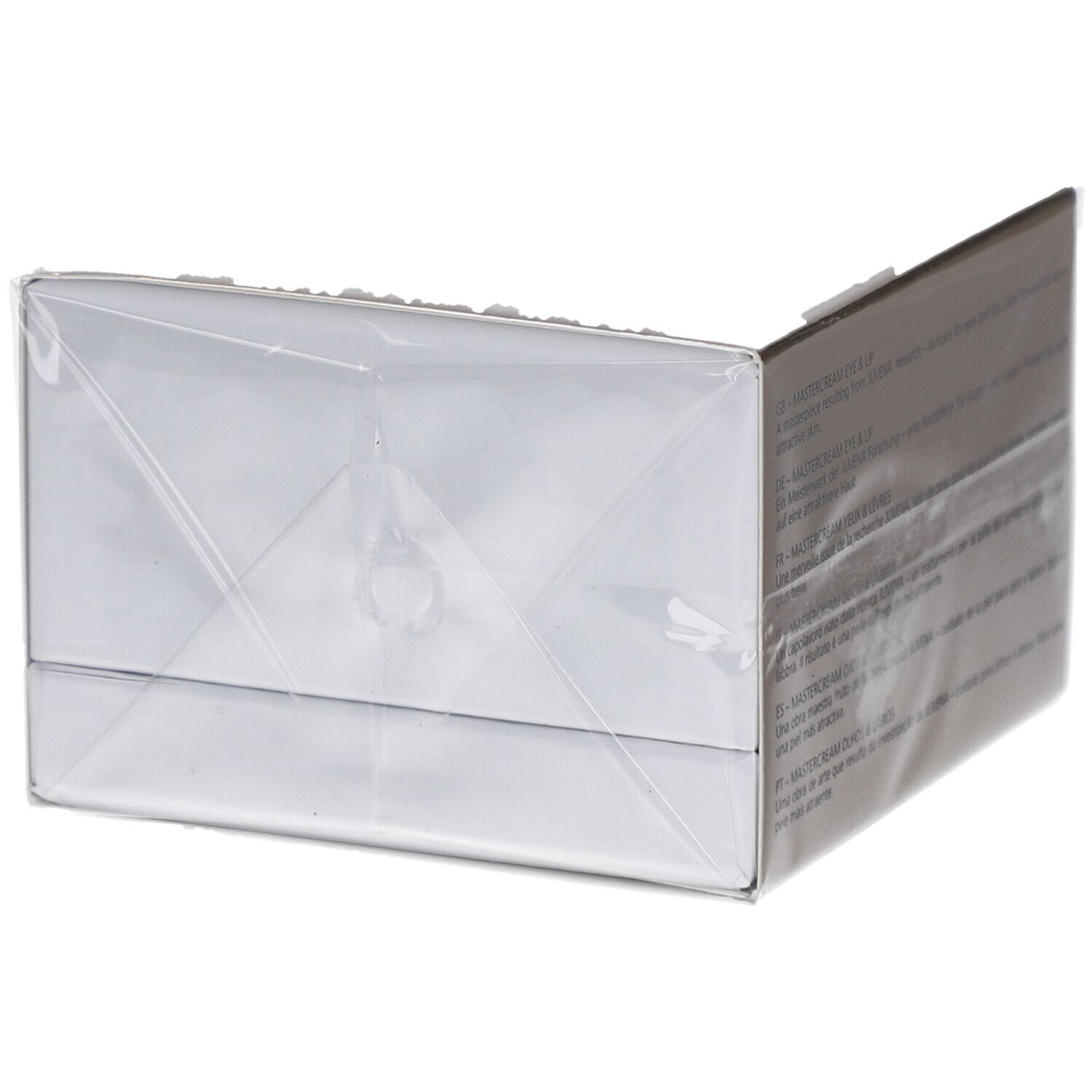 Pot de crème avec couvercle doré. Inscription: JUVENA, MasterCream Eye & Lip.