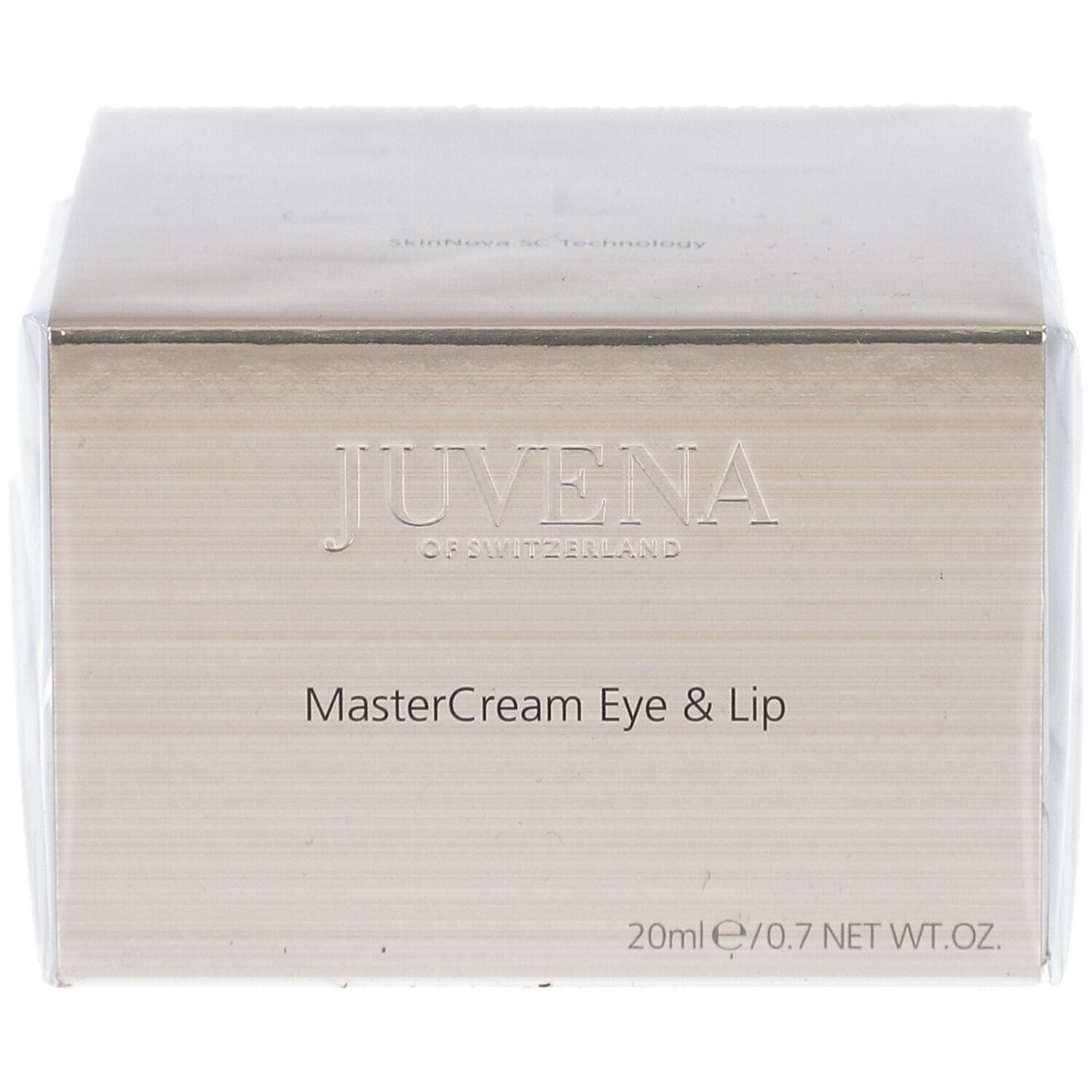 Emballage et pot de crème. Inscription: JUVENA, MasterCream Eye & Lip, 20ml/0.7 NET WT.OZ.