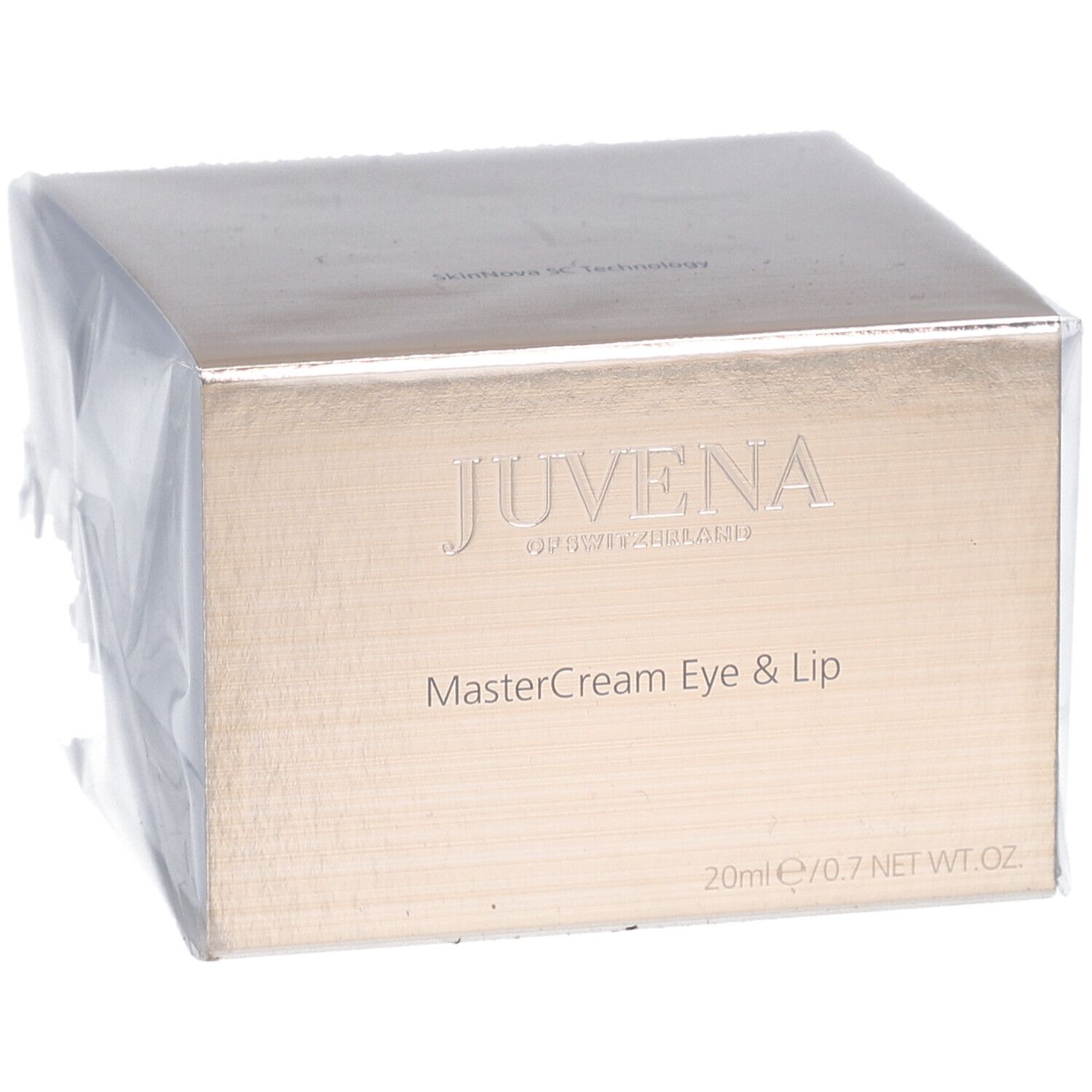 Emballage et pot de crème. Inscription: JUVENA, MasterCream Eye & Lip, 20ml/0.7 NET WT.OZ.