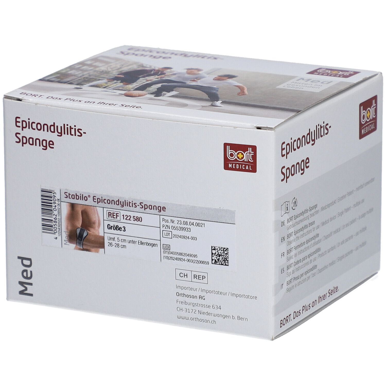 BORT Stabilo® epicondylitisbrace met ulnair reliëf maat 3 grijs