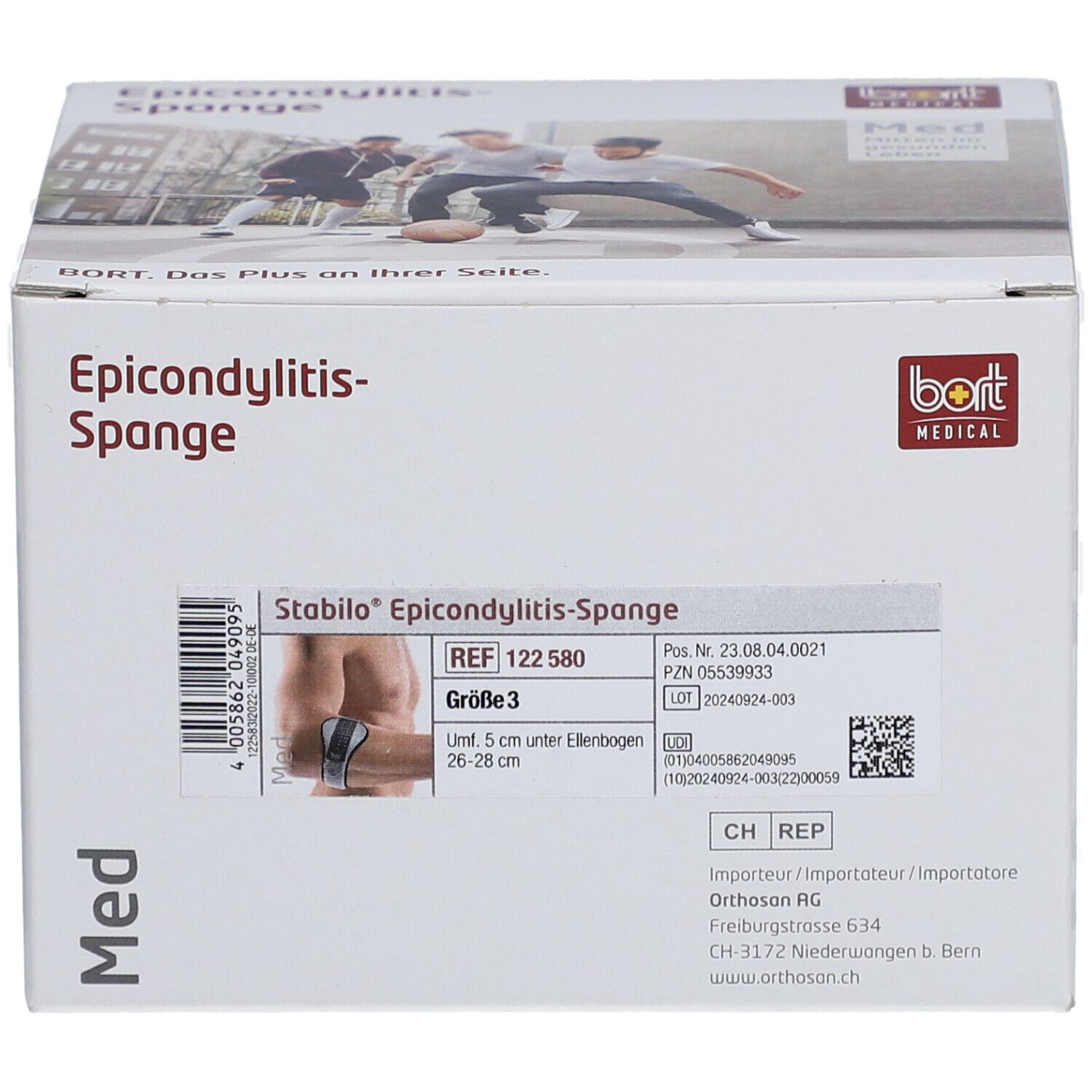 BORT Stabilo® epicondylitisbrace met ulnair reliëf maat 3 grijs