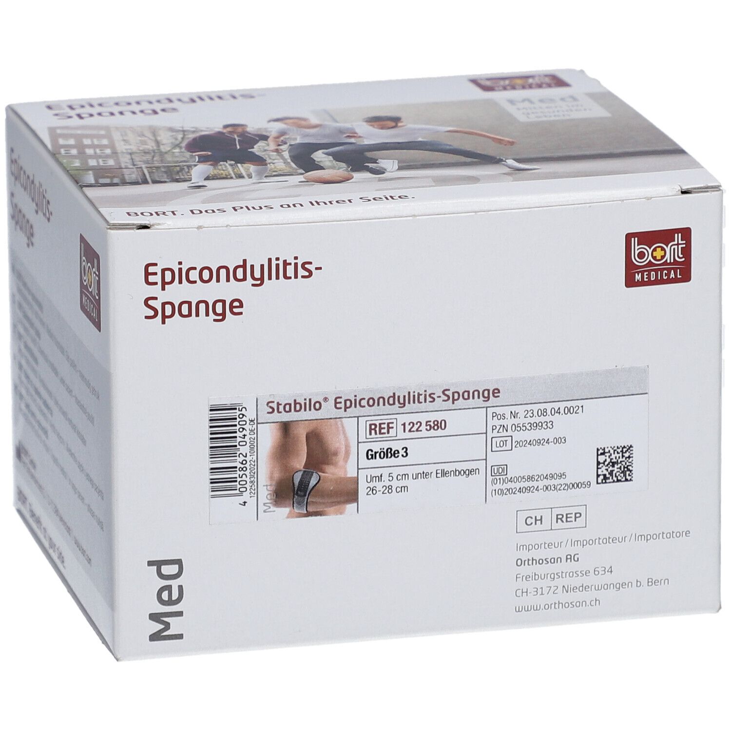 BORT Stabilo® epicondylitisbrace met ulnair reliëf maat 3 grijs