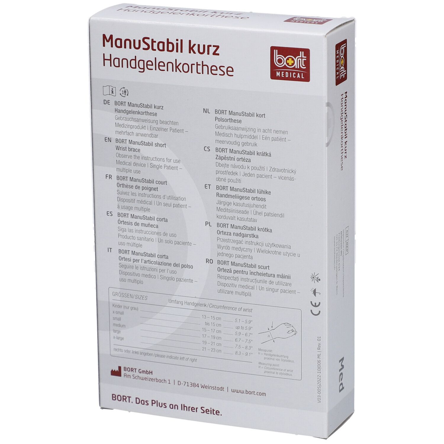 BORT ManuStabil® short recht maat S zwart