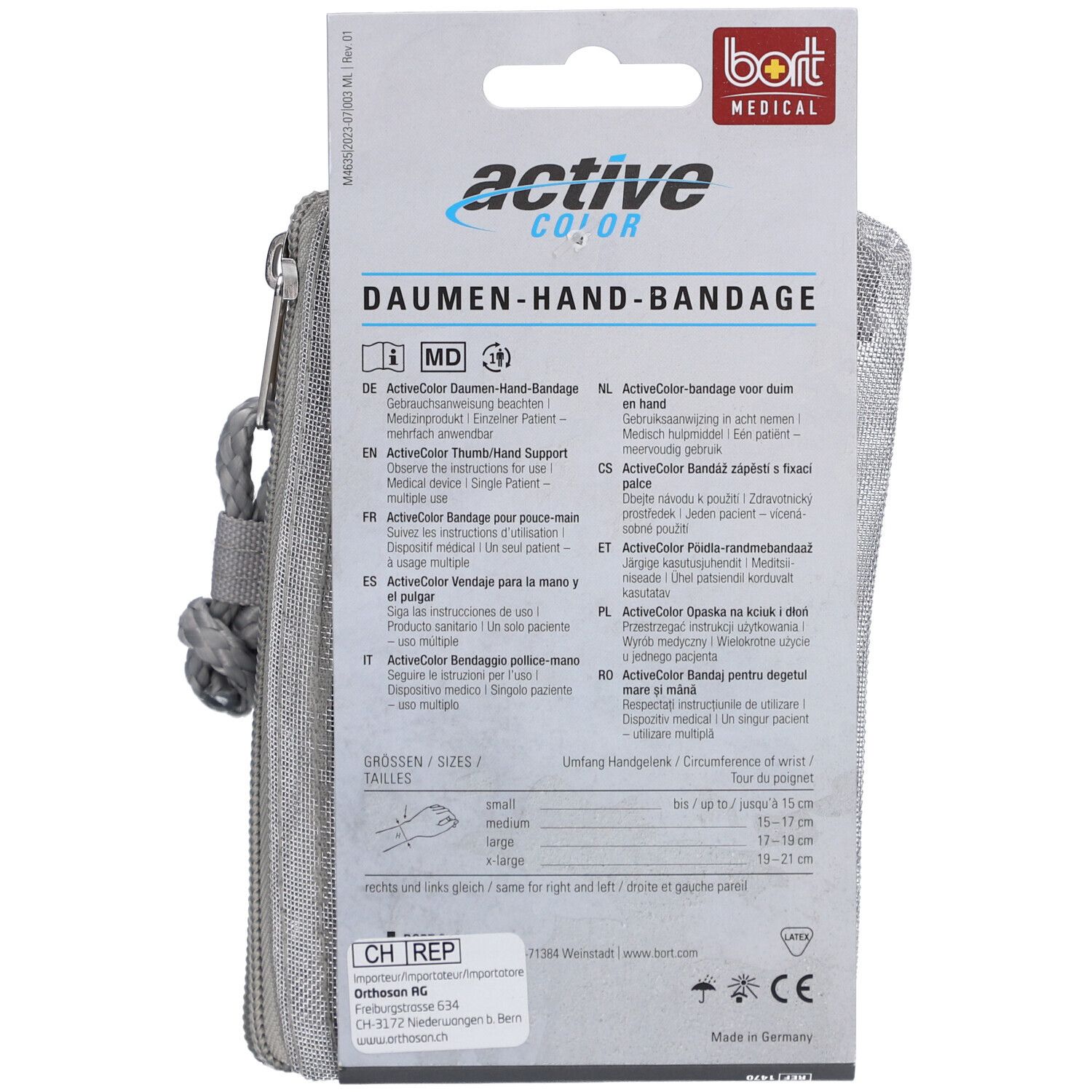 BORT ActiveColor® duim handverband maat S zwart