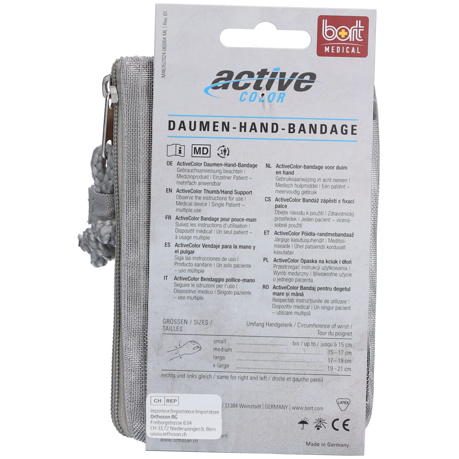 BORT ActiveColor® duim handverband maat M zwart