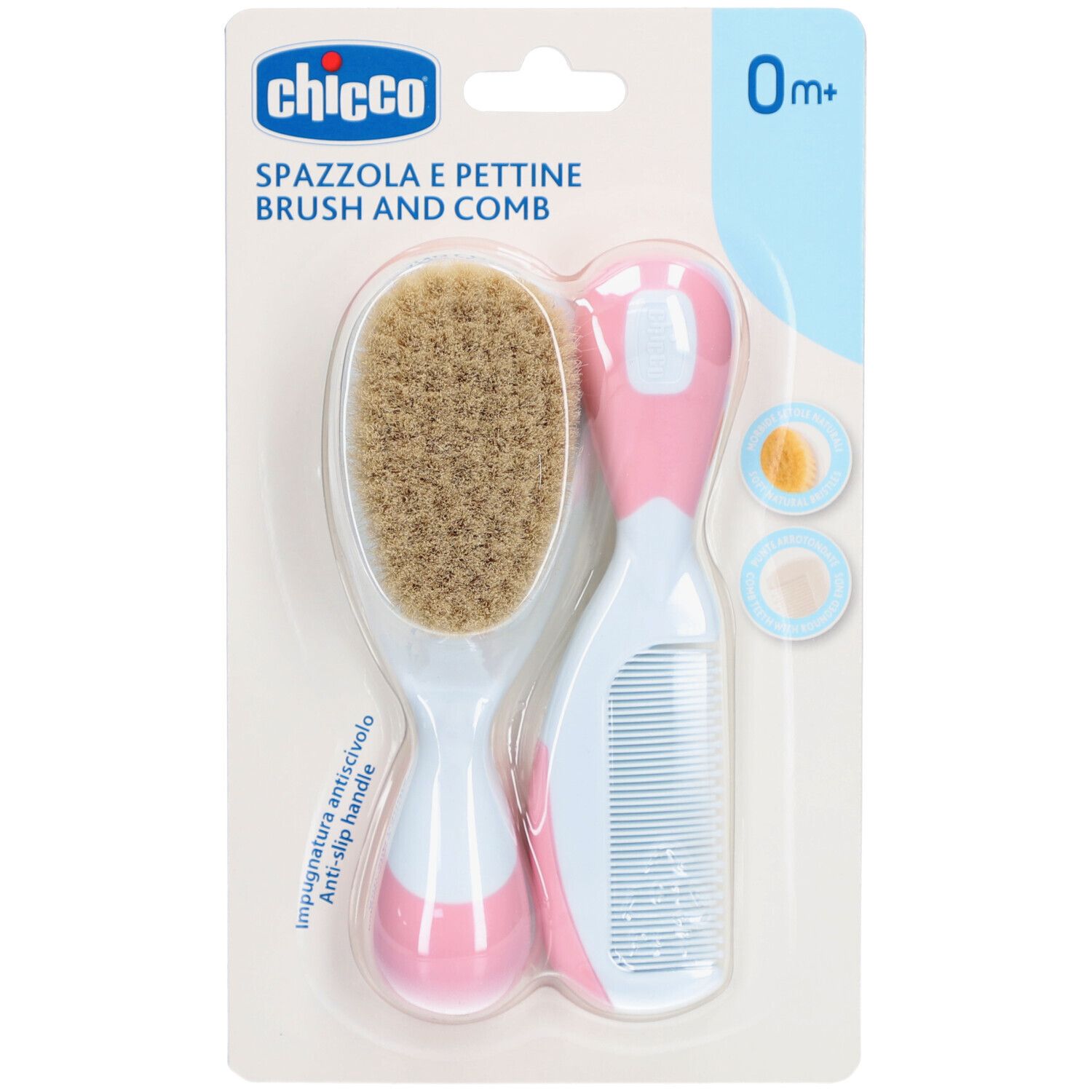 CHICCO Brosse et Peigne Rose 0m +